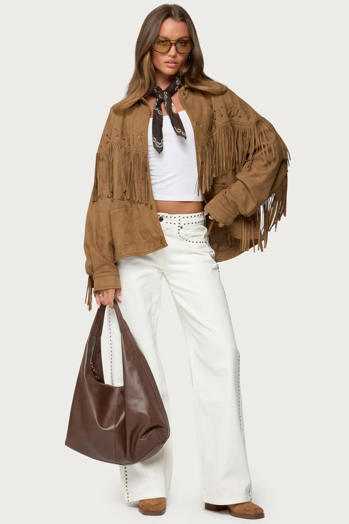 Evonka Fringe Faux Suede Jacket - luluinthesky