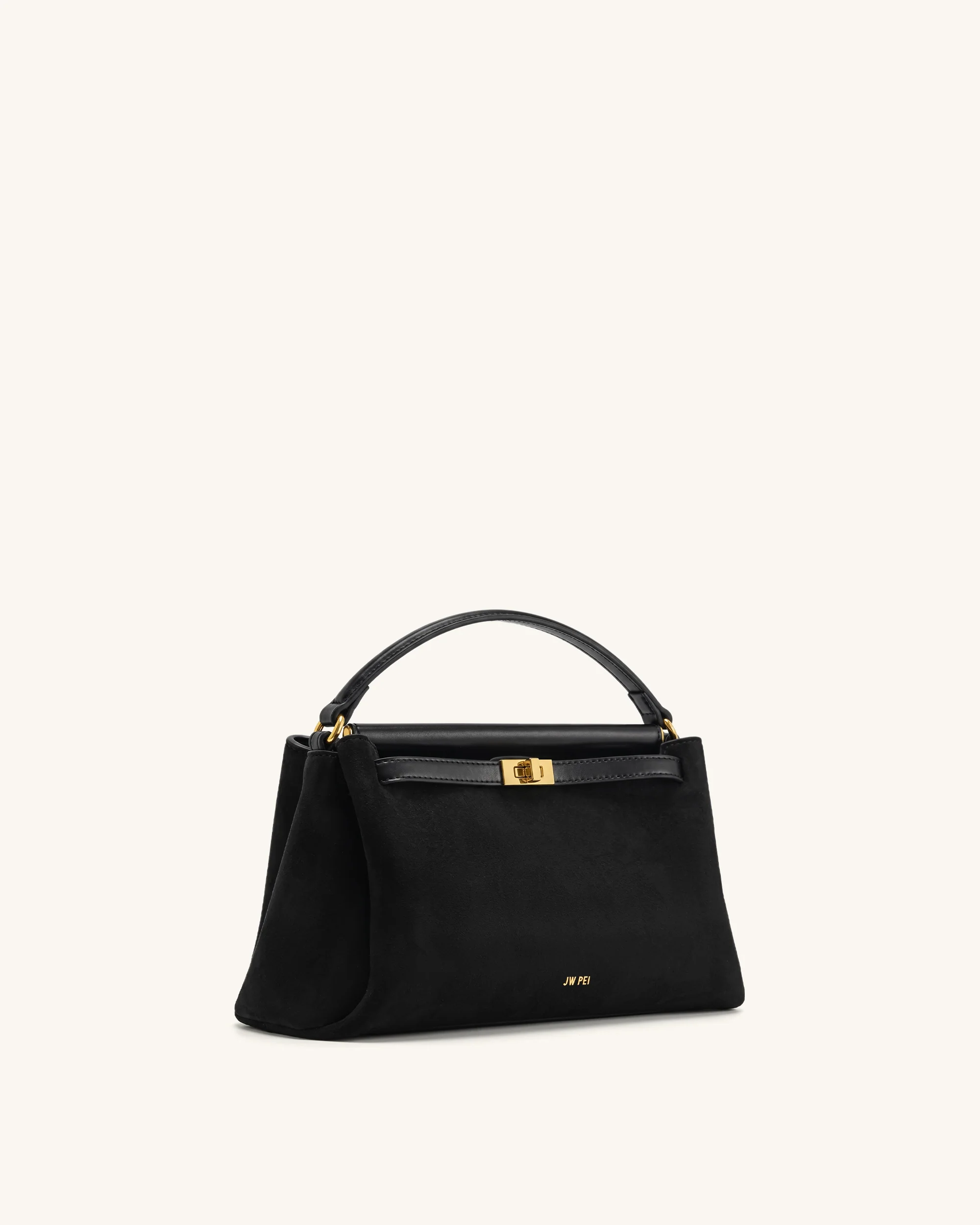 Carmen Faux Suede Top Handle Bag - Black