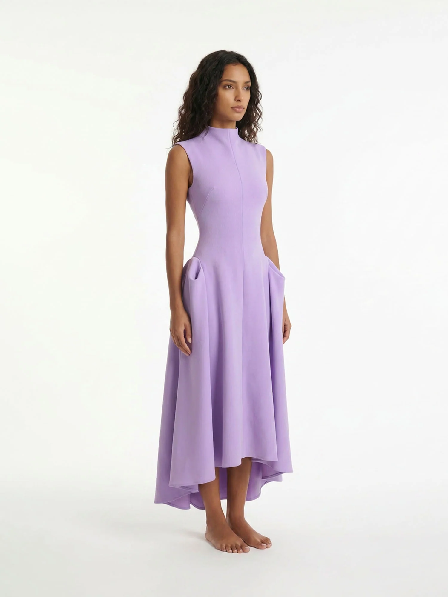 Lavender Sculpted Midi Dress