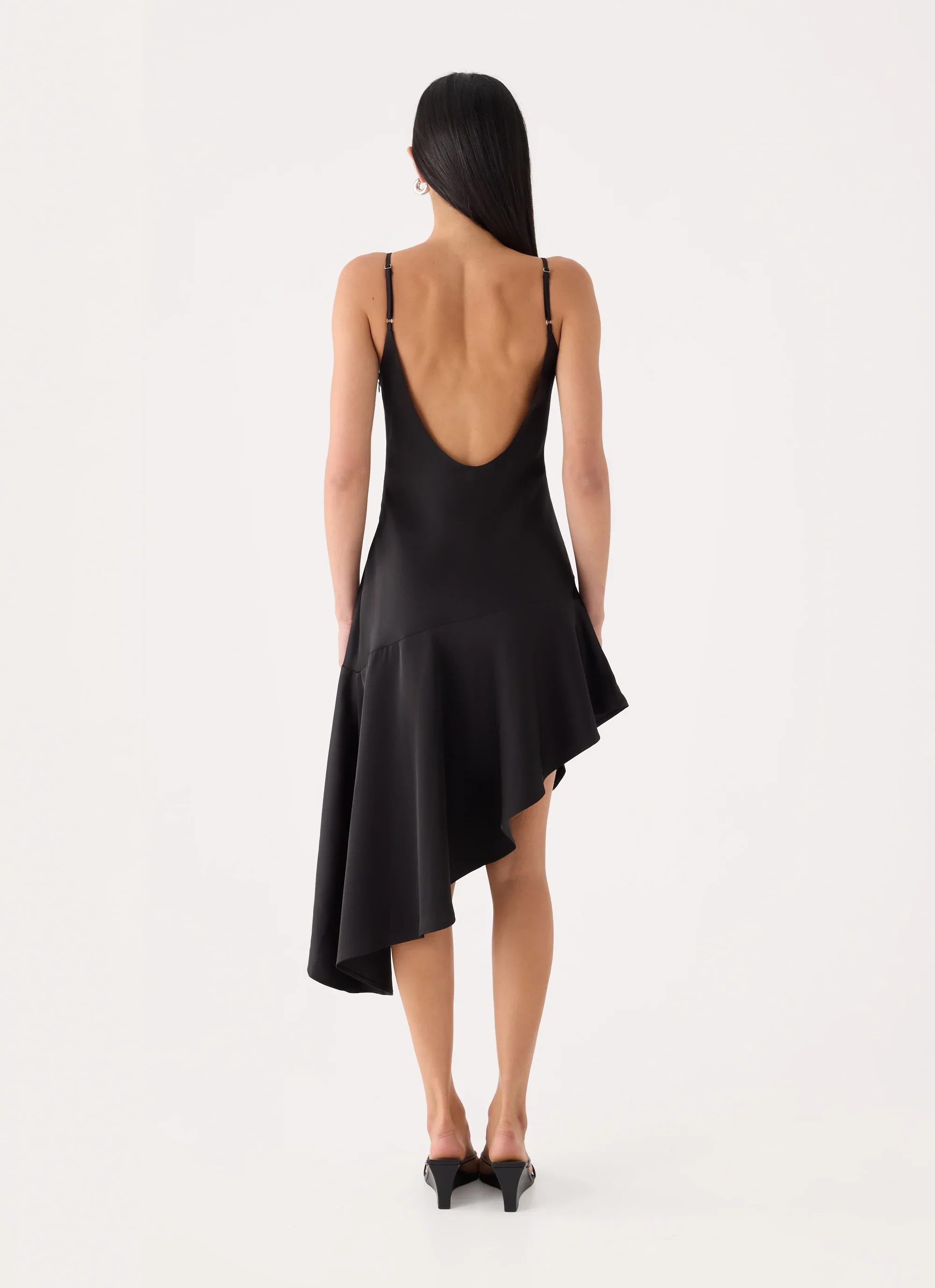 Julienna Satin Midi Dress - Black
