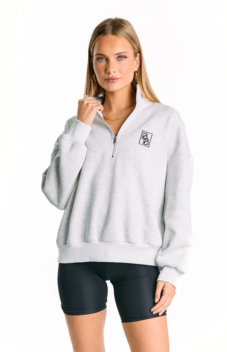 Yazmin Grey Marl Quater Zip Jumper