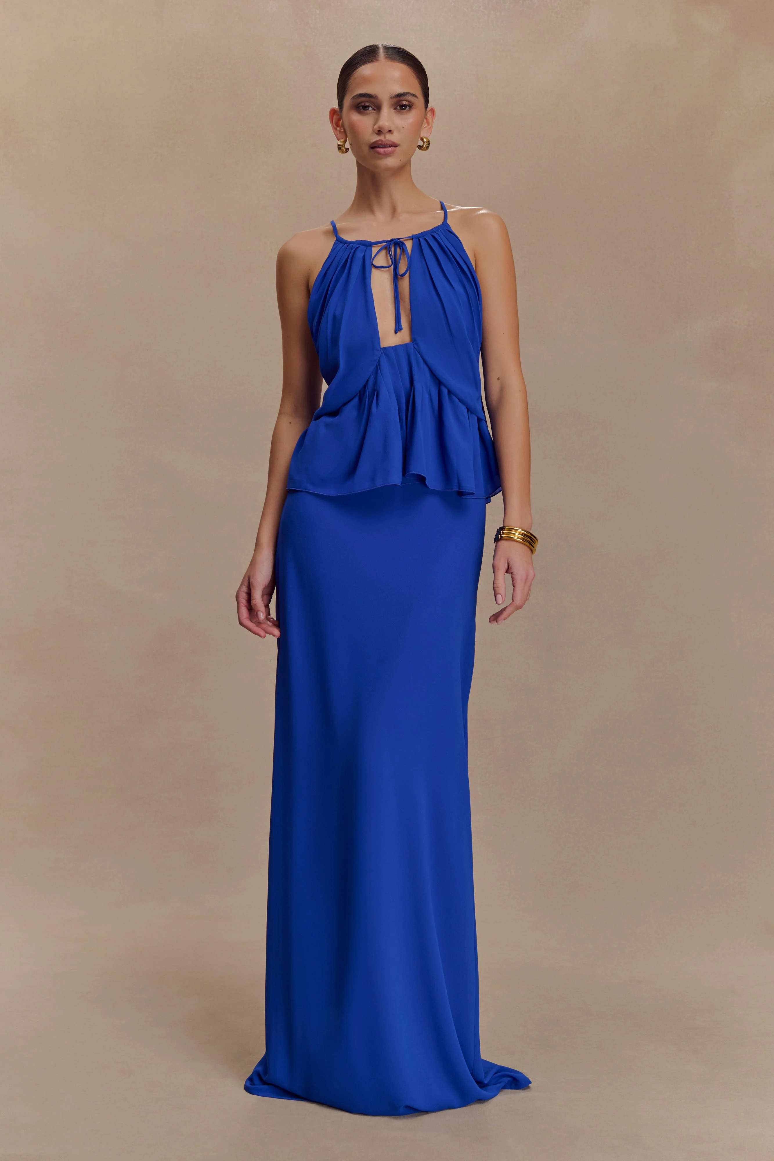 Korra Chiffon Halter Top - Cobalt Blue