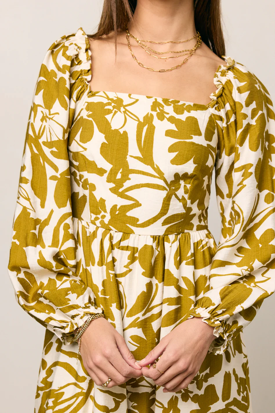 Soren Midi Dress in Mustard