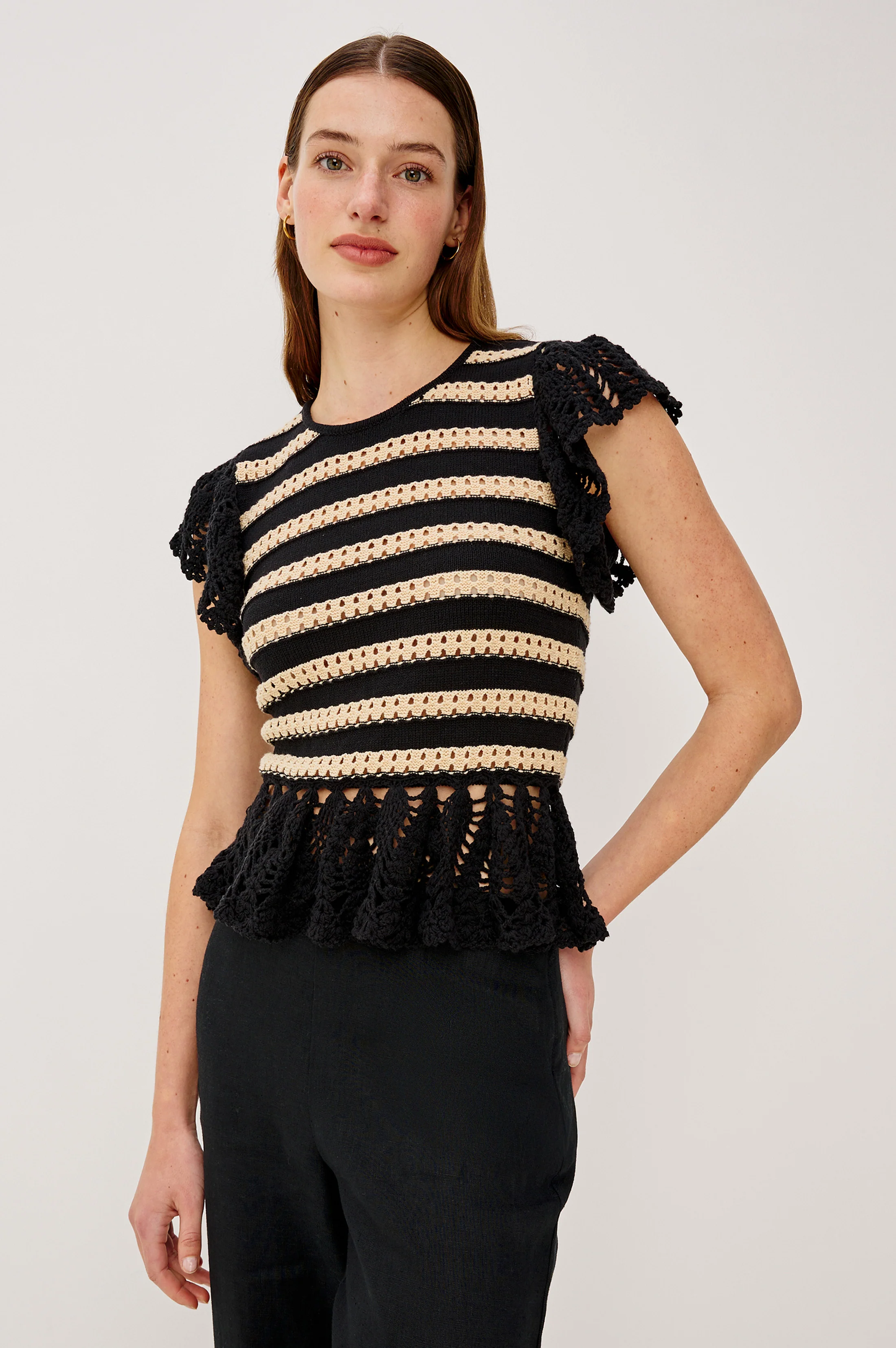 Coen Top - Black Oat Stripe