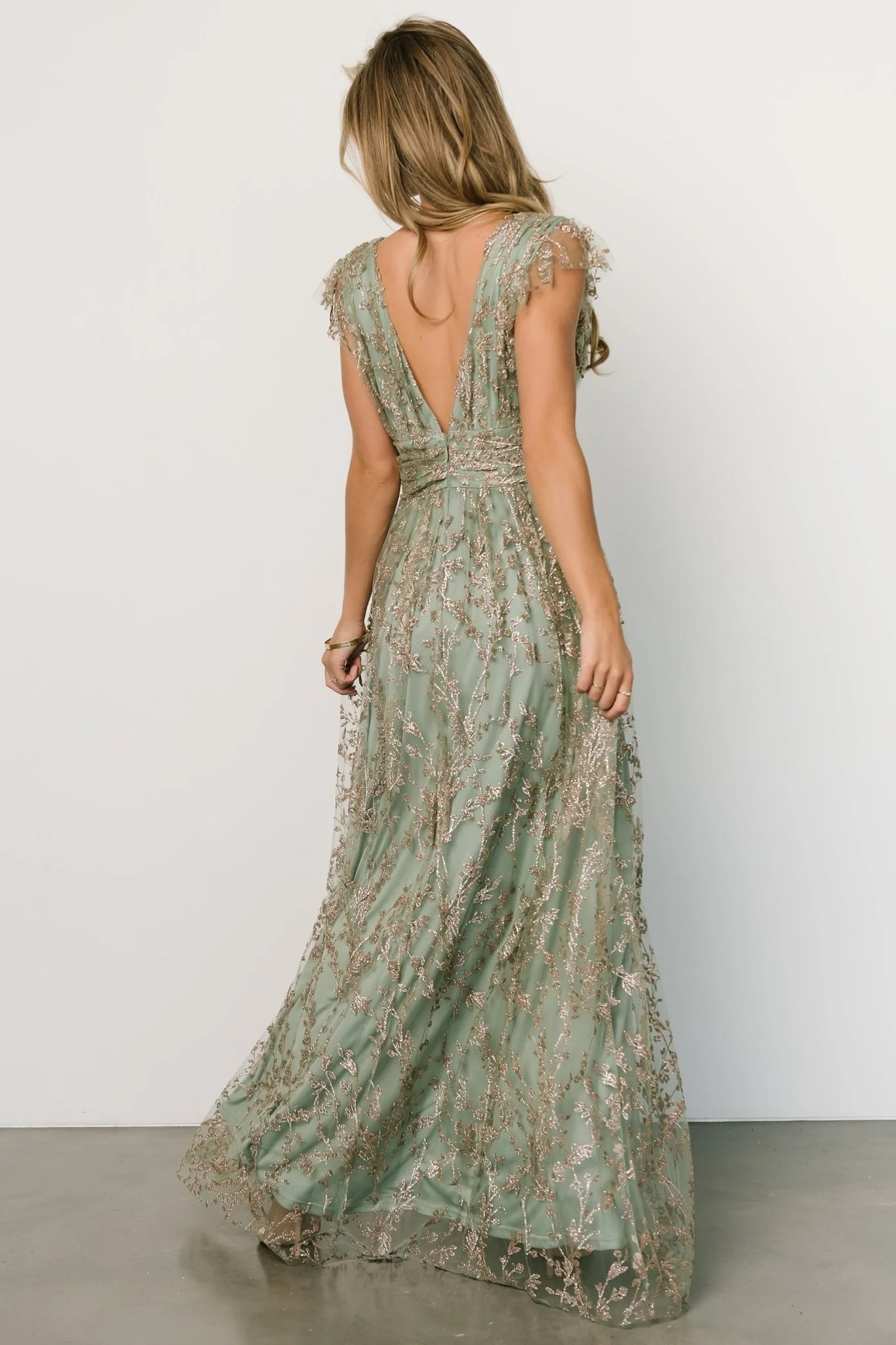 Arlene Shimmer Gown | Sage + Gold - luluinthesky