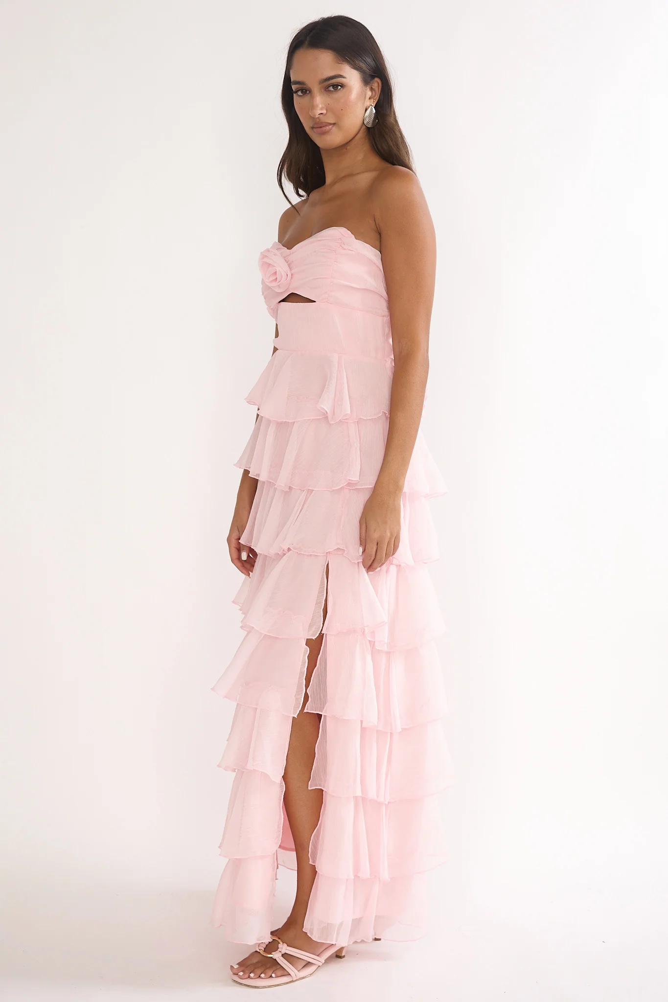 Janelia Layered Frill Maxi Dress Pink - luluinthesky