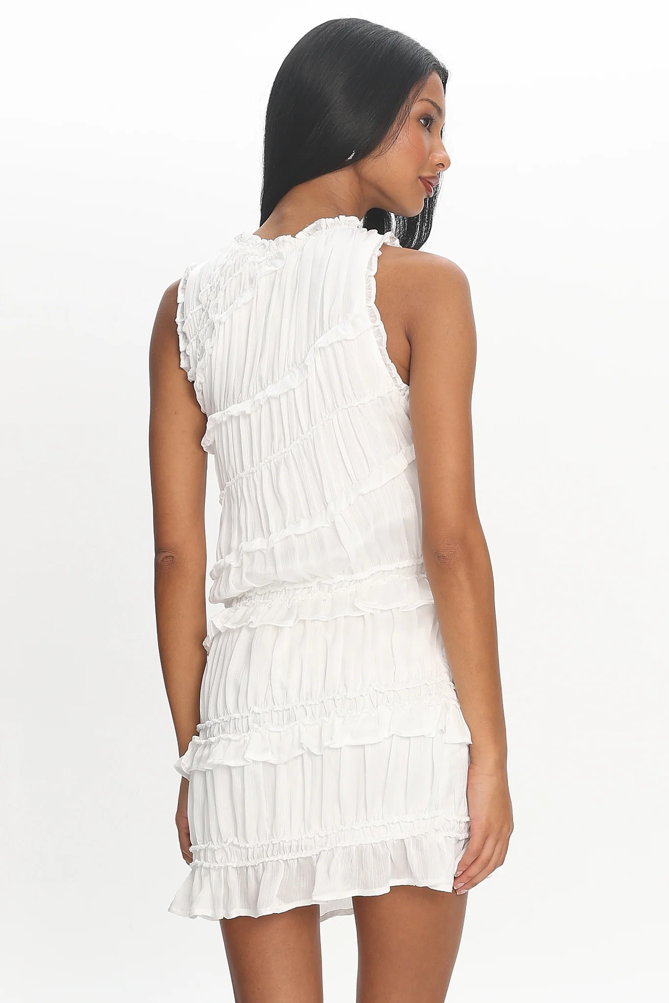 Something About Ava Tiered Ruffle Mini Dress Off White