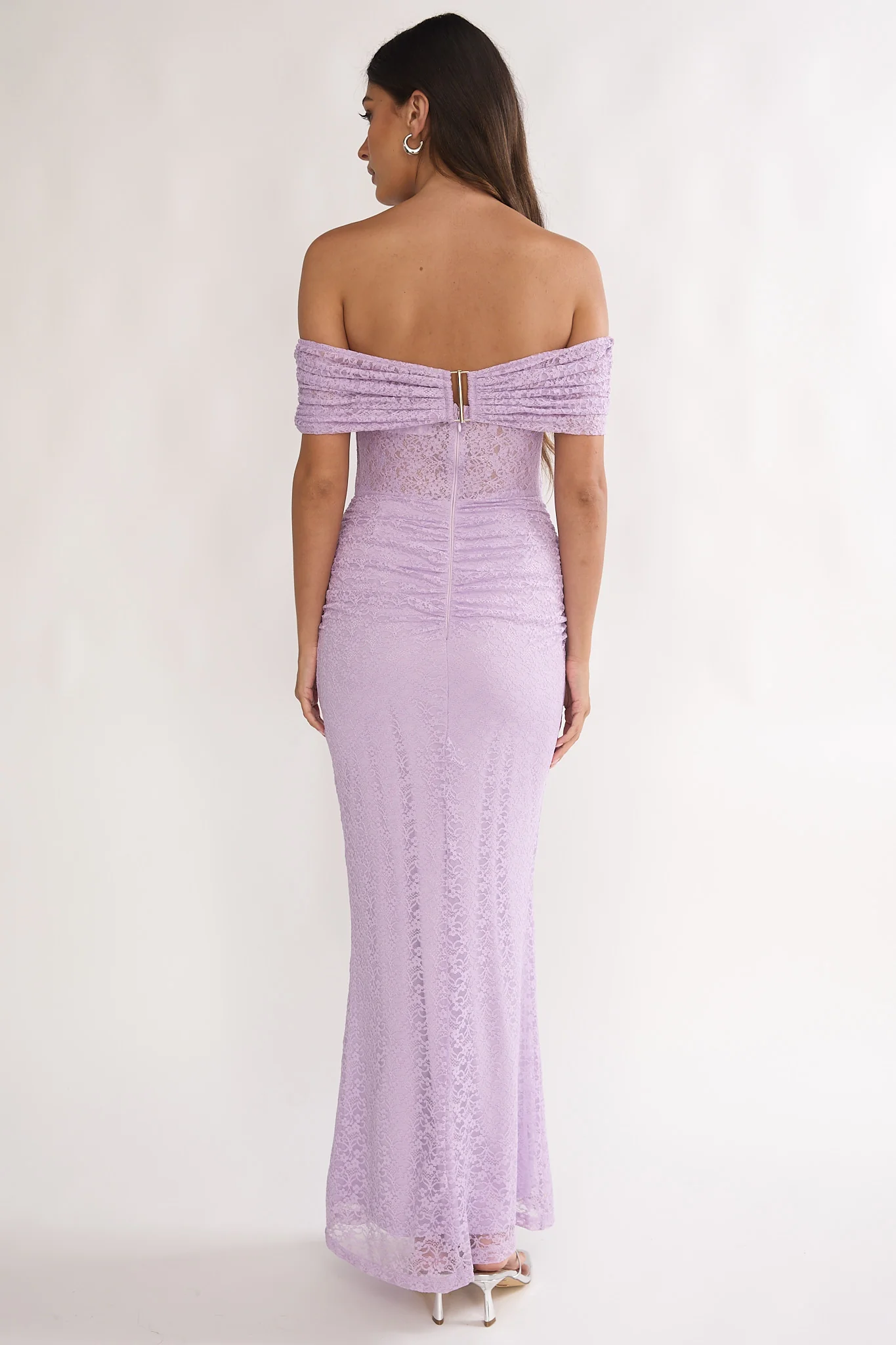 Silver Moon Off-Shoulder Maxi Dress Lilac