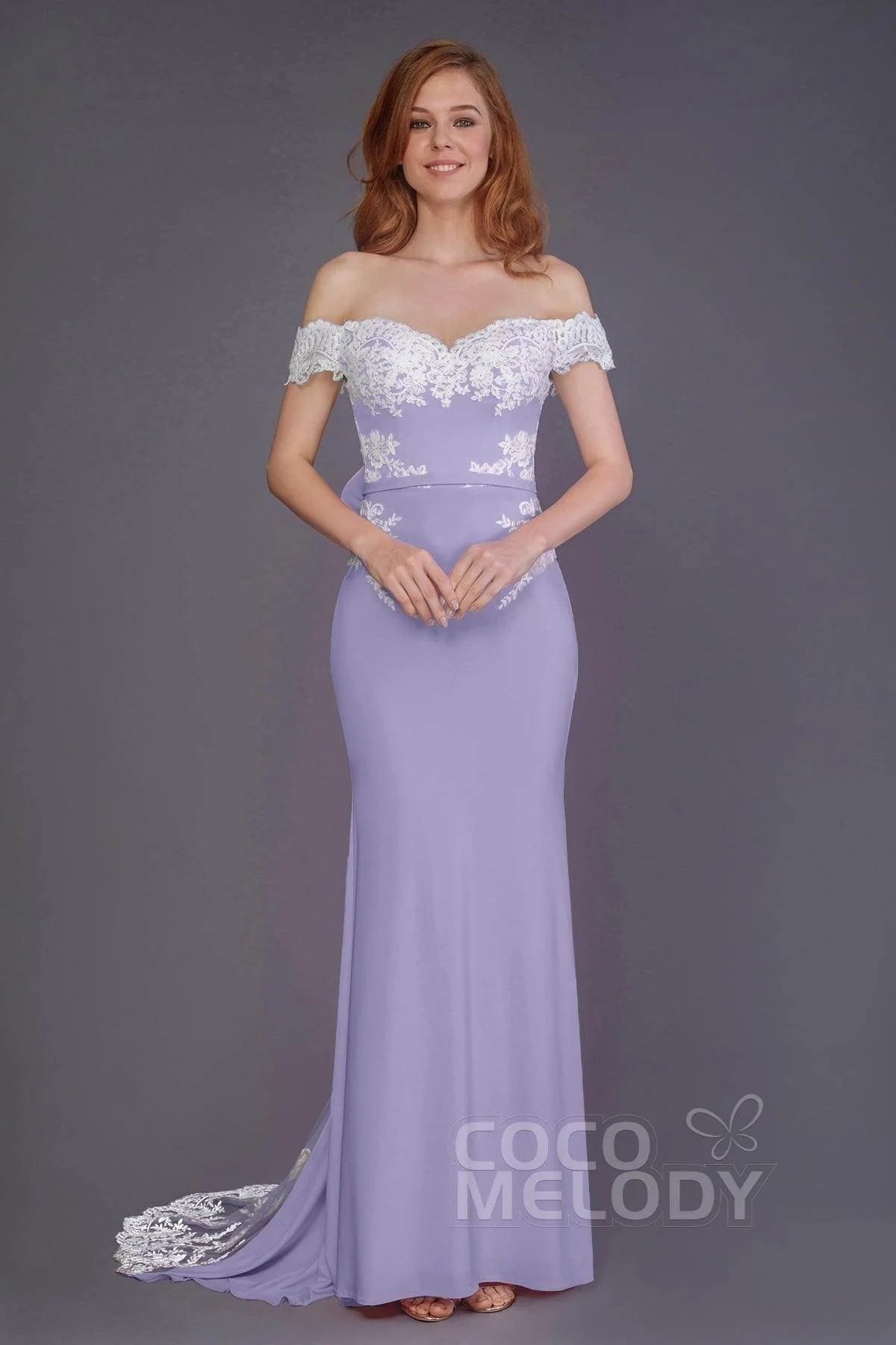 Mermaid Sweep Train Knitted Fabric Bridesmaid Dress PR3491