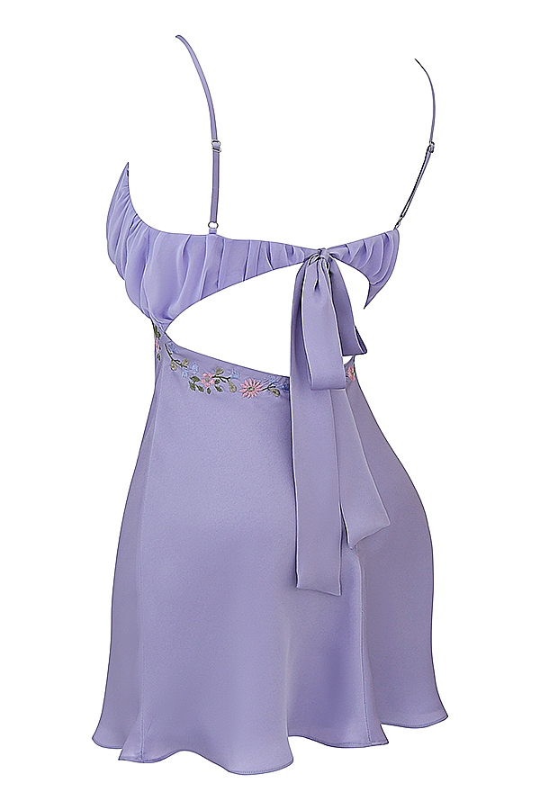 Embroidered Lavender Mini Dress