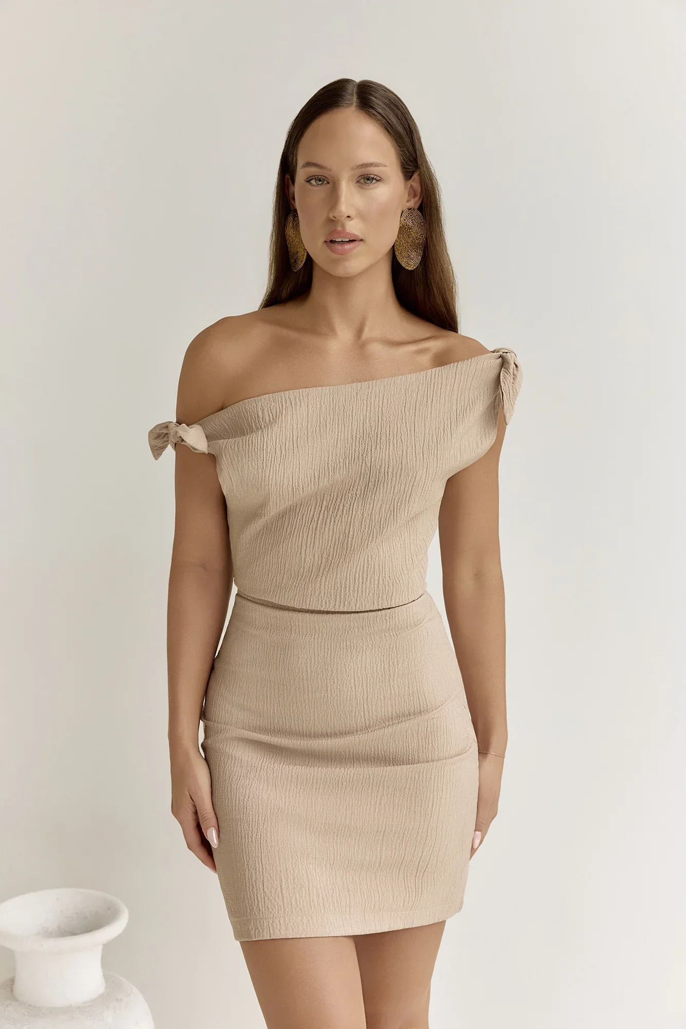 Xanthe Kisses Mini Dress Beige