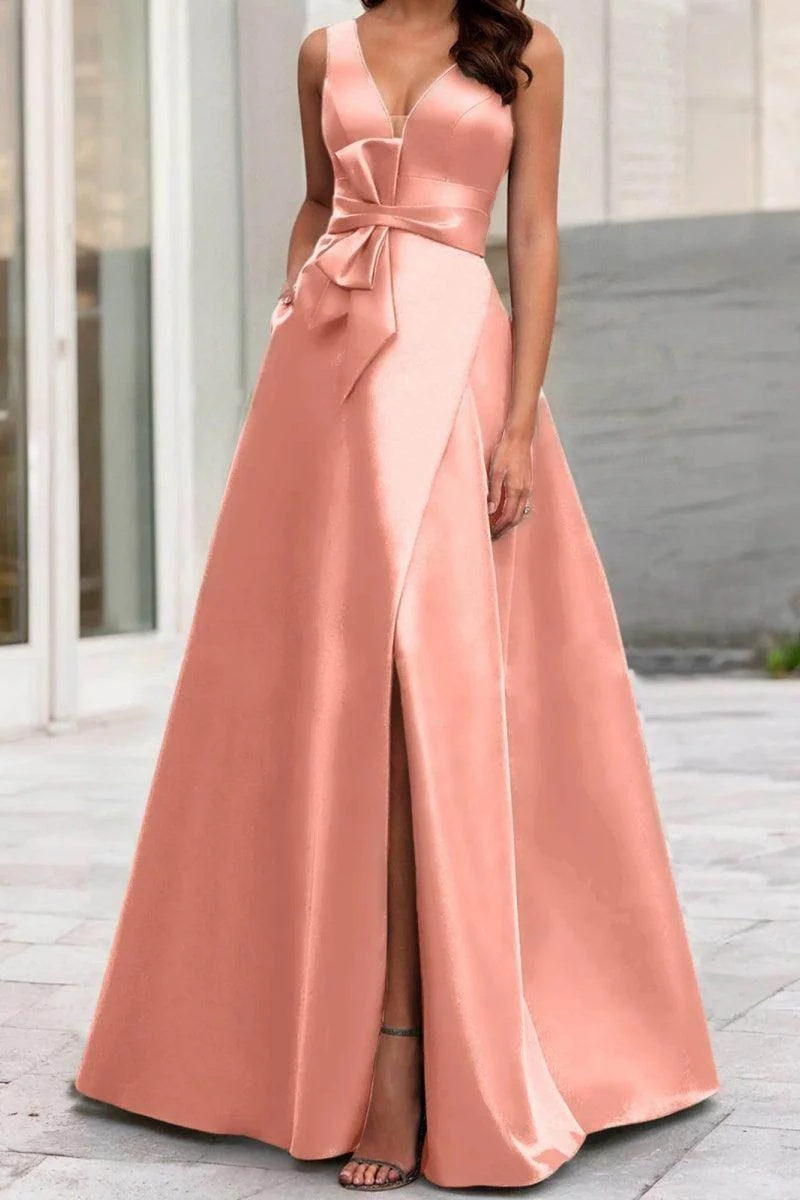 A Line V Neck Sleeveless Mother Of The Bride Dresses CM0341