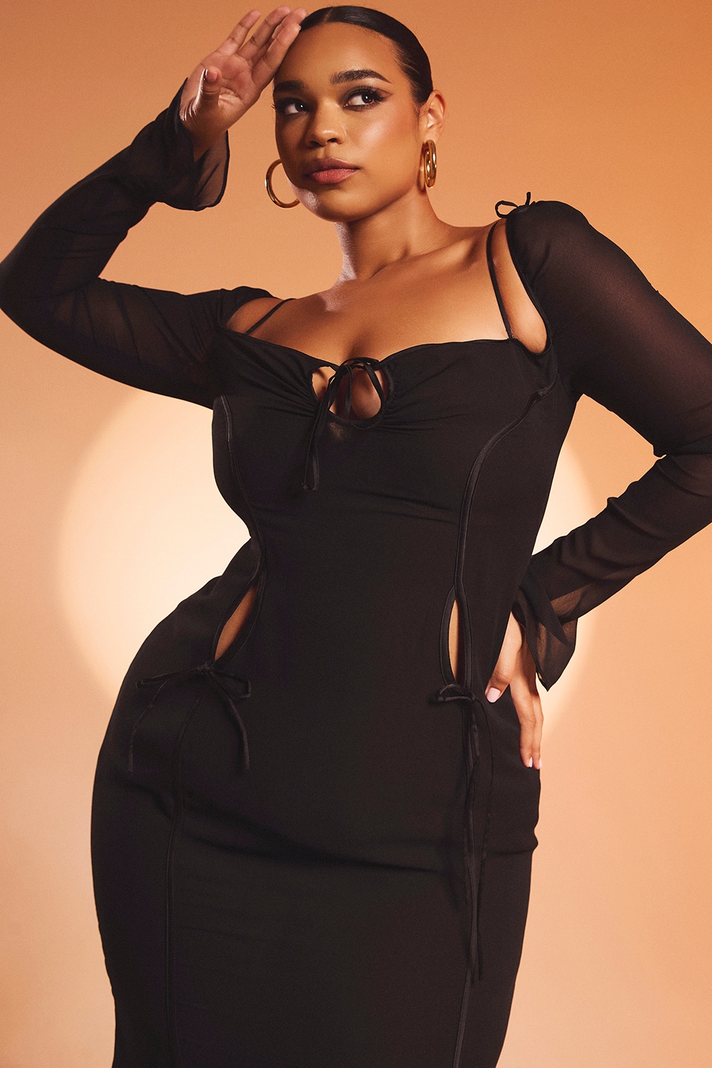 black cutout midi dress