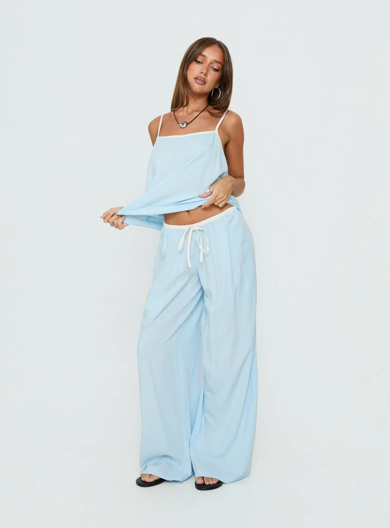 Nolei Contrast Pants Set Blue / White