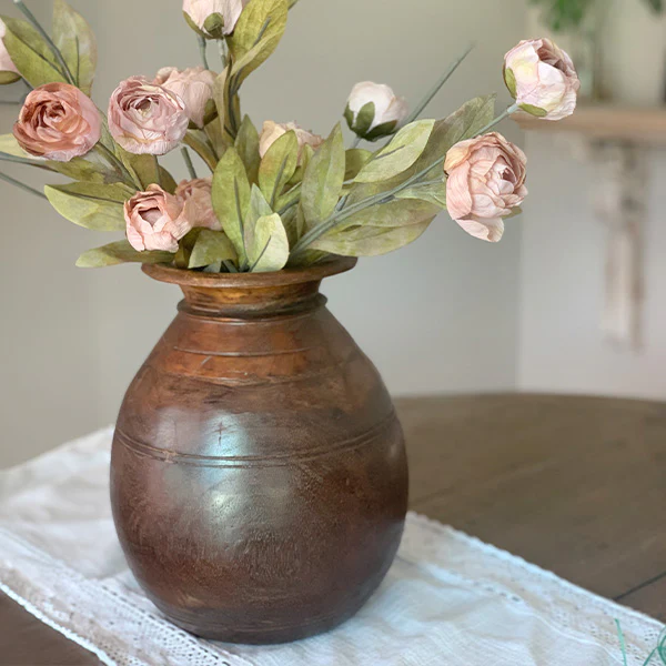 Found Wooden Oil Pot from India