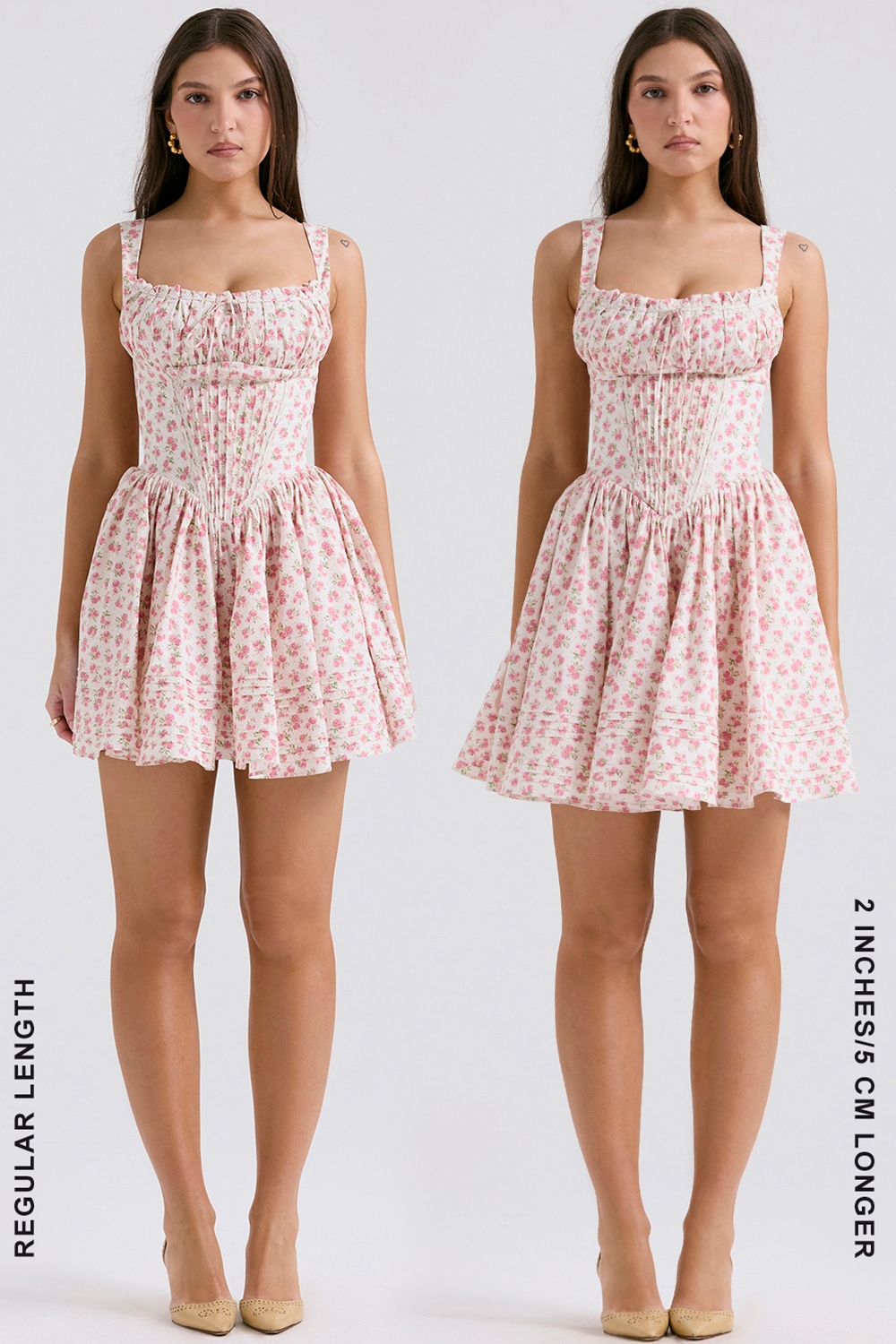 White Rosebud Print Cotton Mini Dress
