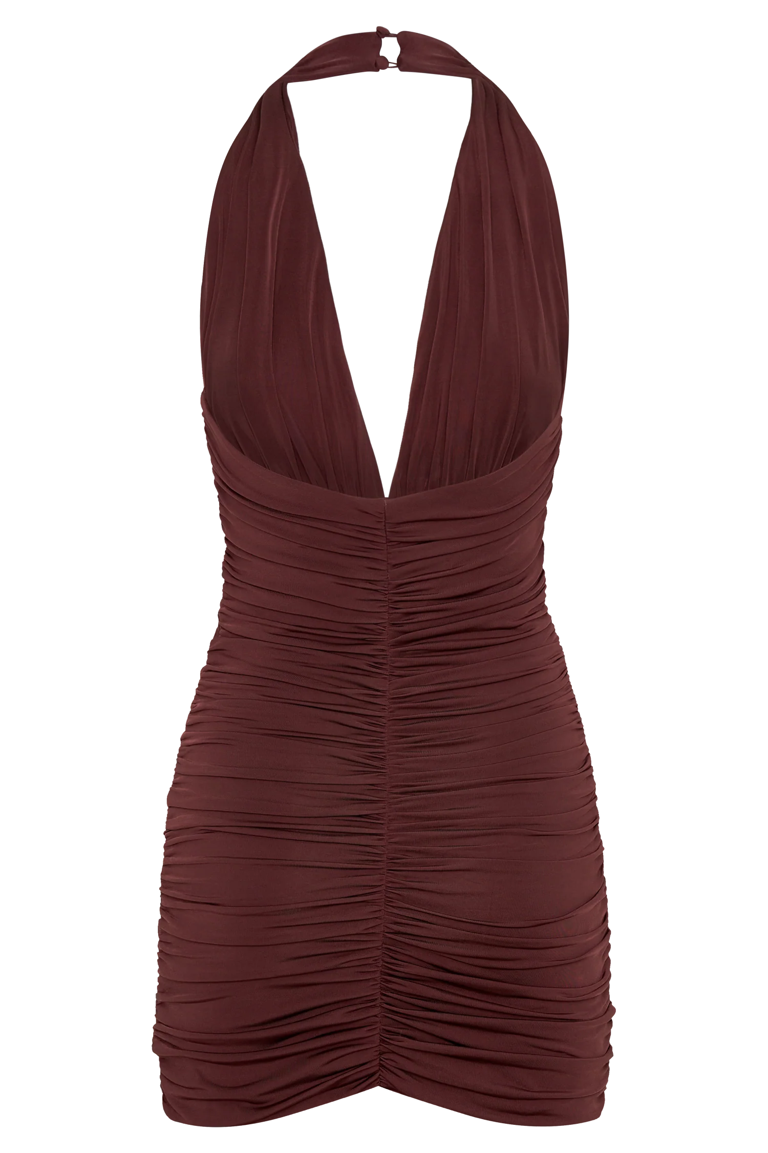 Fleur Ruched Slinky Mini Dress - Mahogany