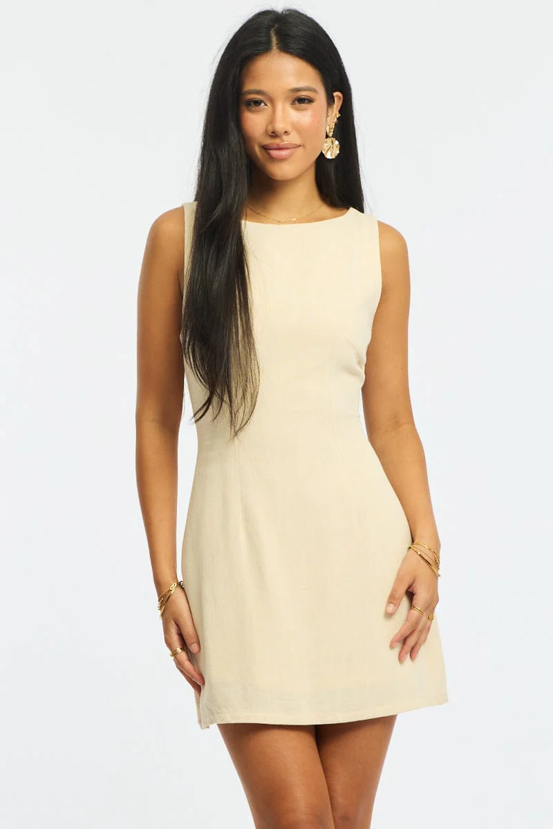 Beige Bodycon Dress Mini