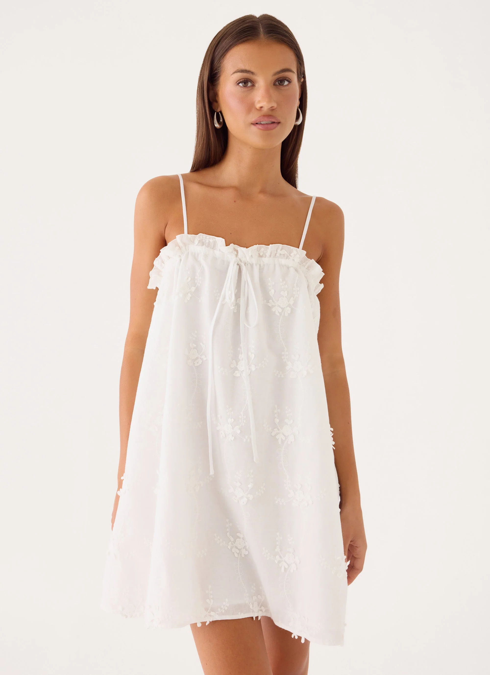 Mianna Cotton Mini Dress - White - luluinthesky