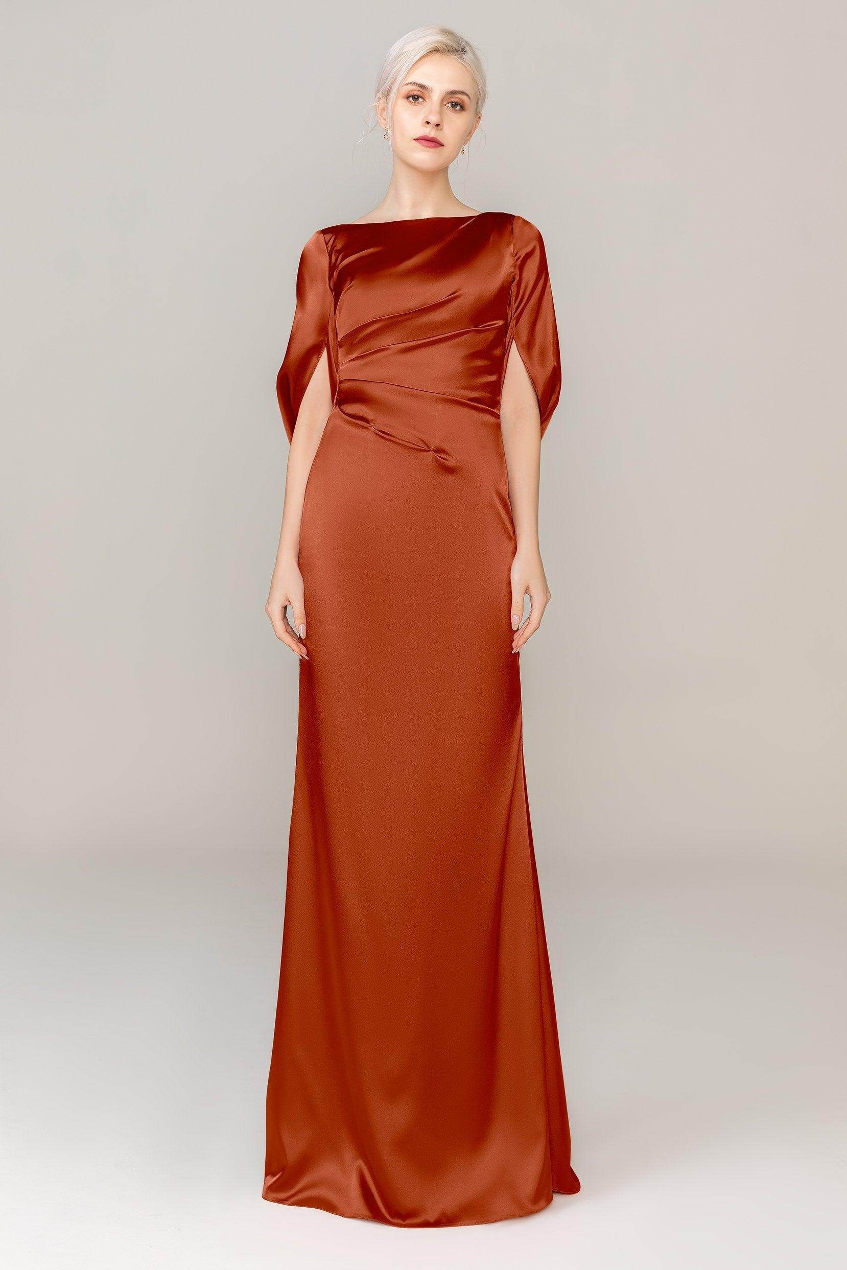 Sheath Sweep Train Luxe Satin Dress CS0314
