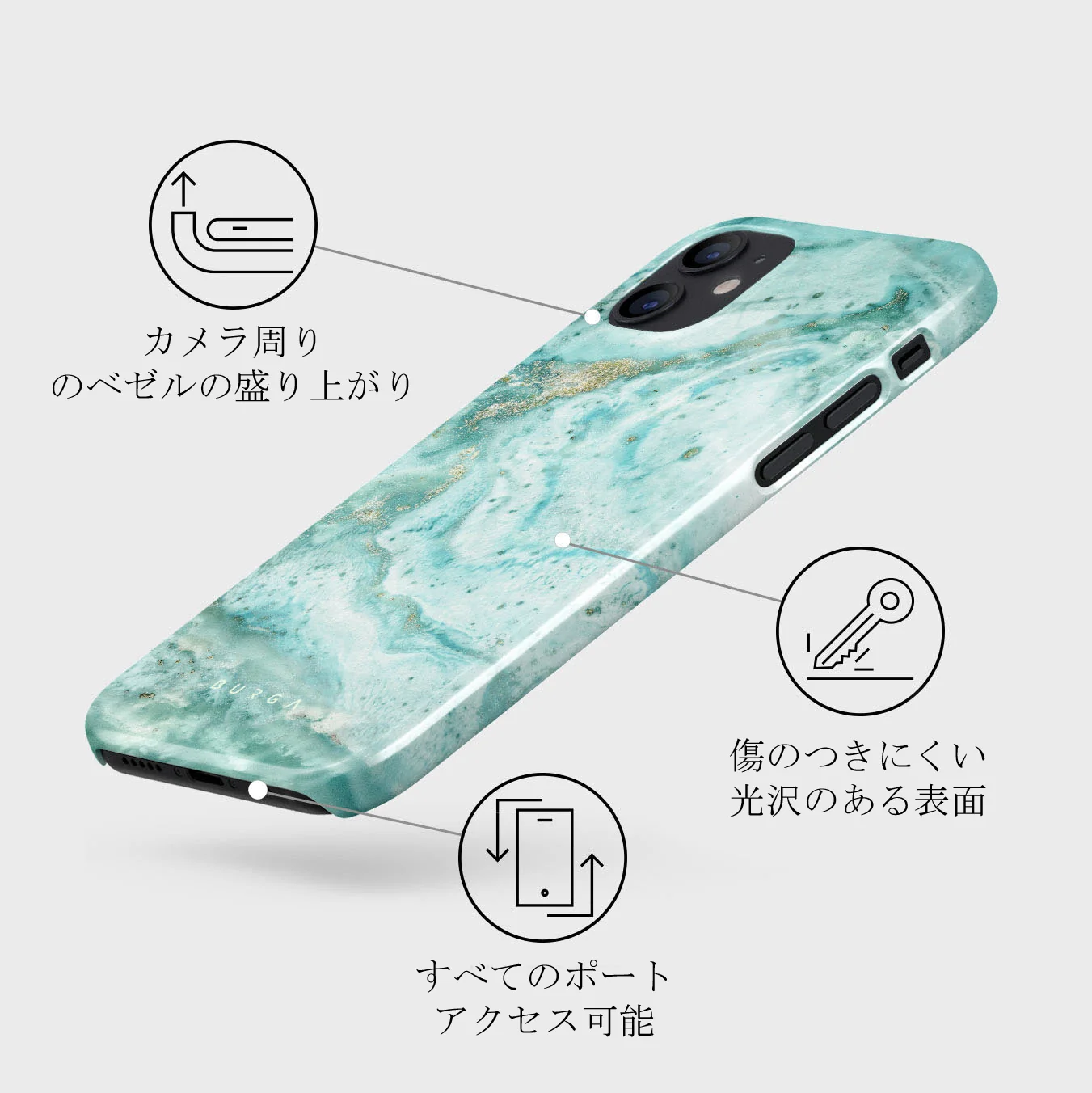Uluwatu Waves - Teal iPhone 12 Mini ケース