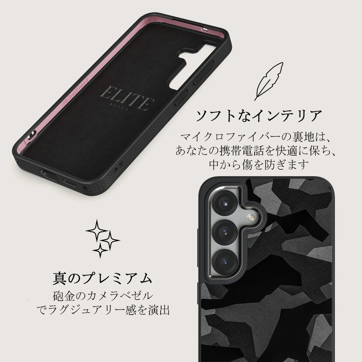 Night Black Camouflage - Samsung Galaxy S25 ケース
