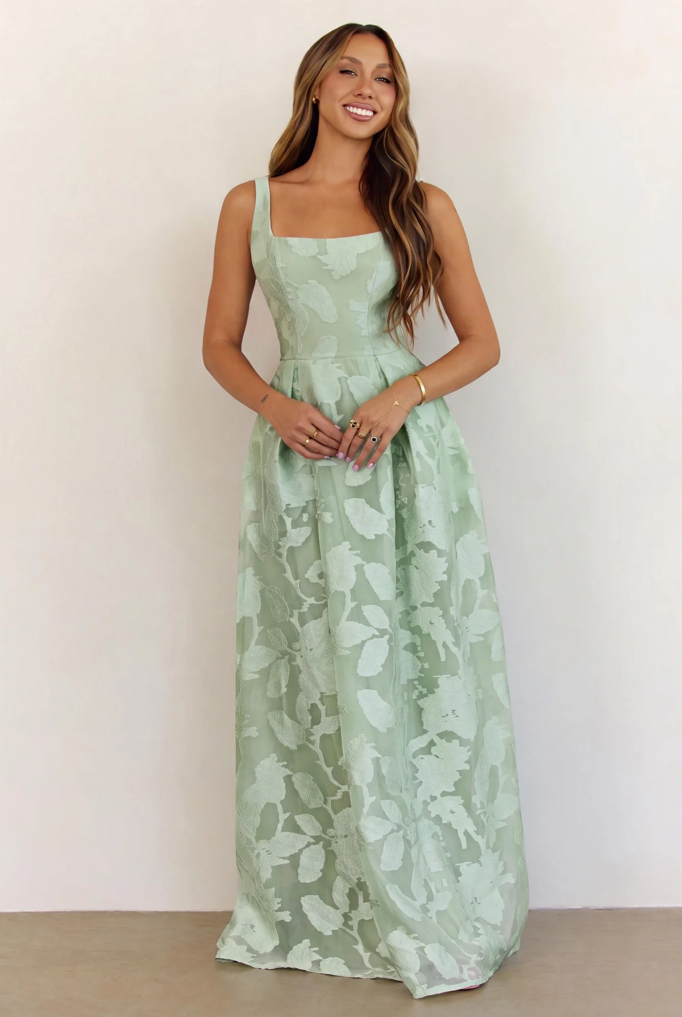 Enchanted Floral Maxi Dress Aqua