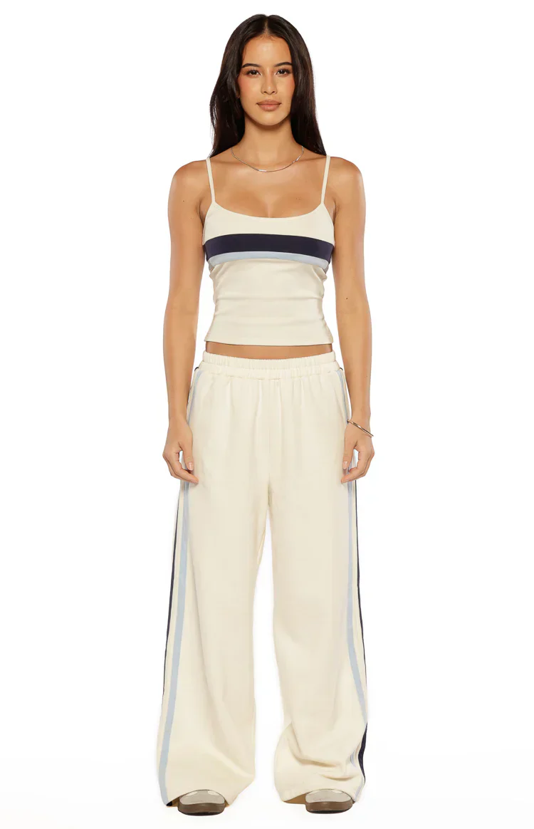 Leya White Contrast Stripe Singlet - luluinthesky