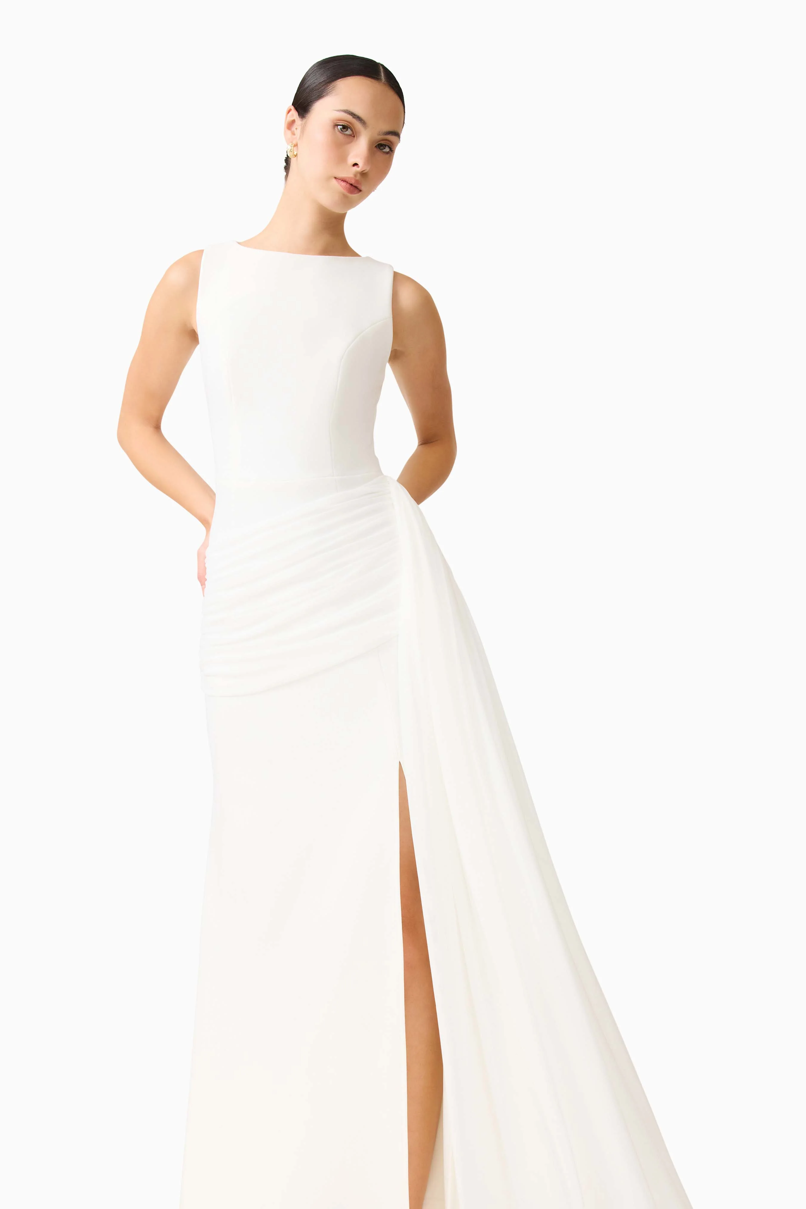 Amelina Sash Gown in White
