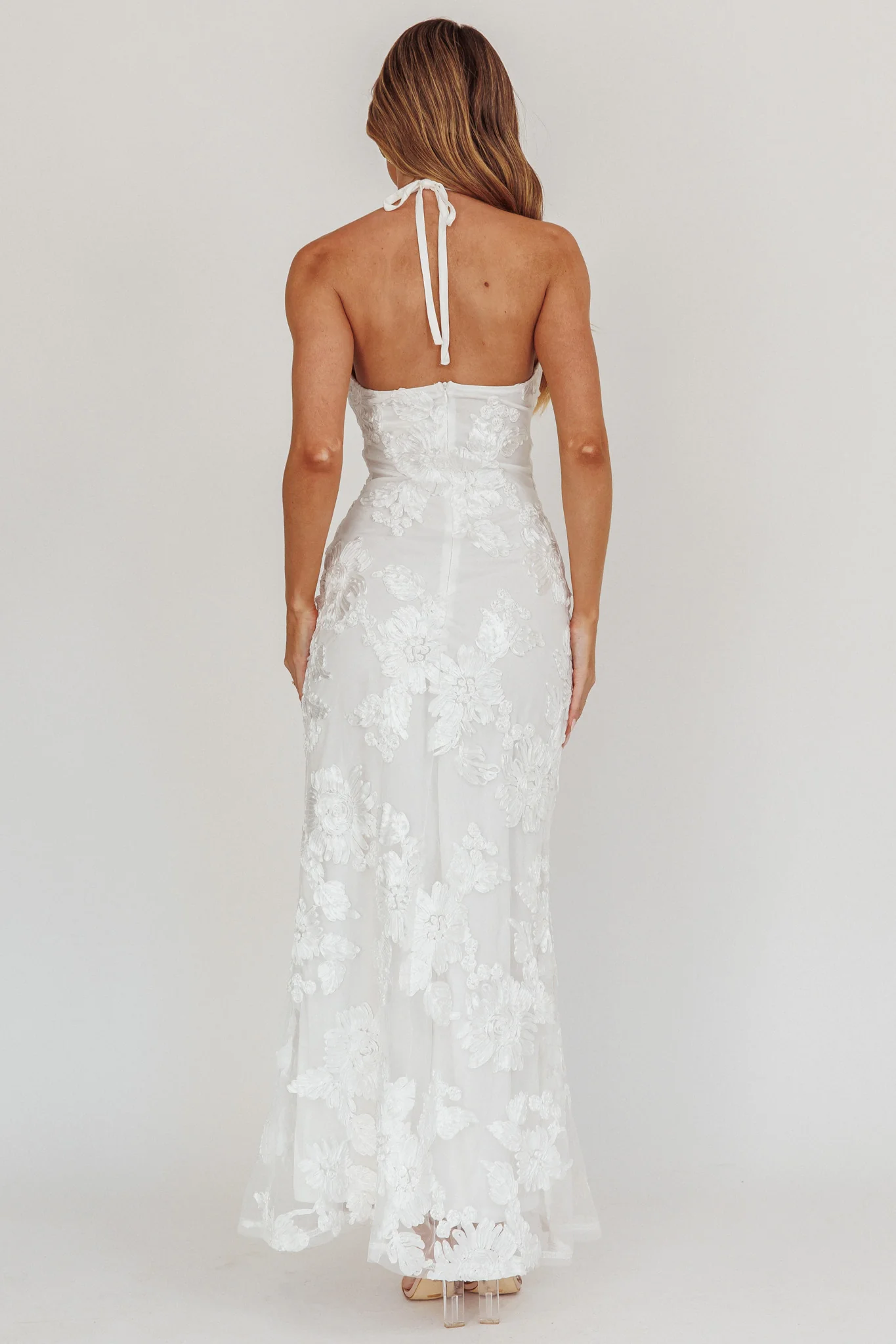 Your Affections Rosette Ribbon Embellished Maxi Dress White