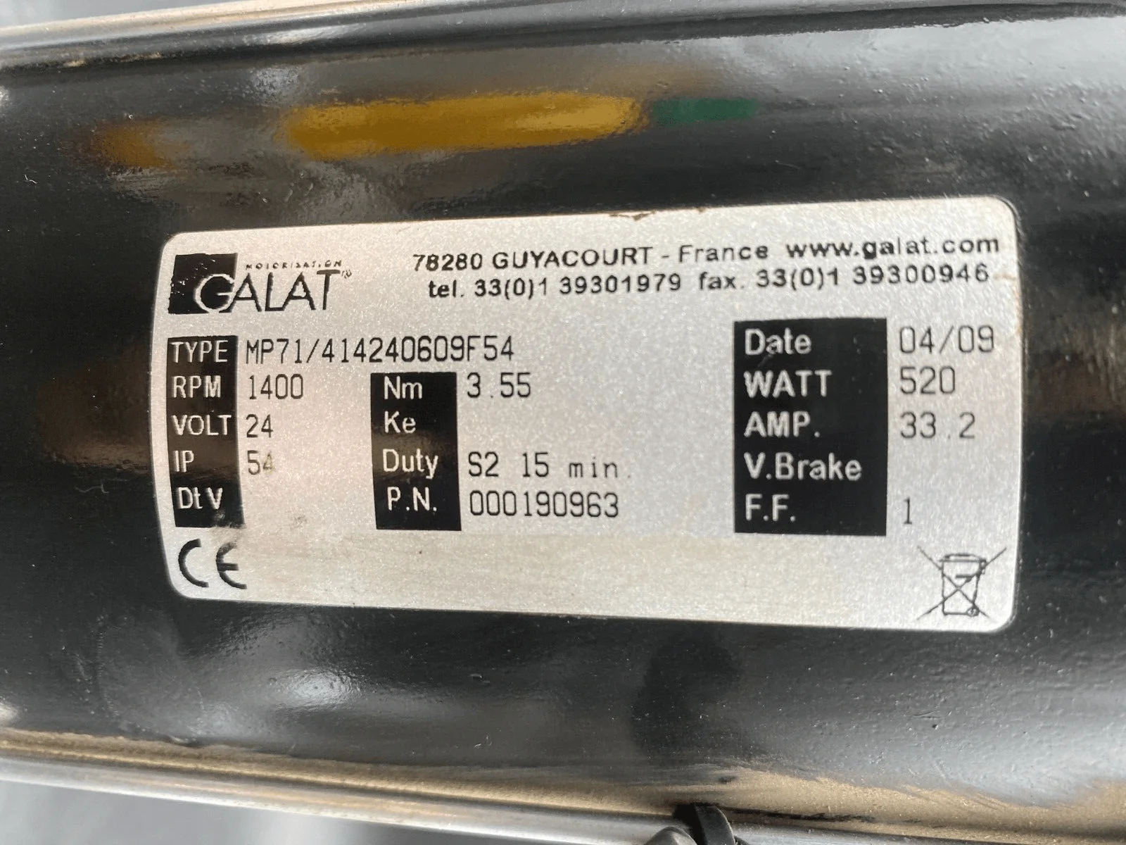 GALAT MP71/414240609F54 1400RPM 3.55Nm 24V 520W + SRT05040G524 - lemrro