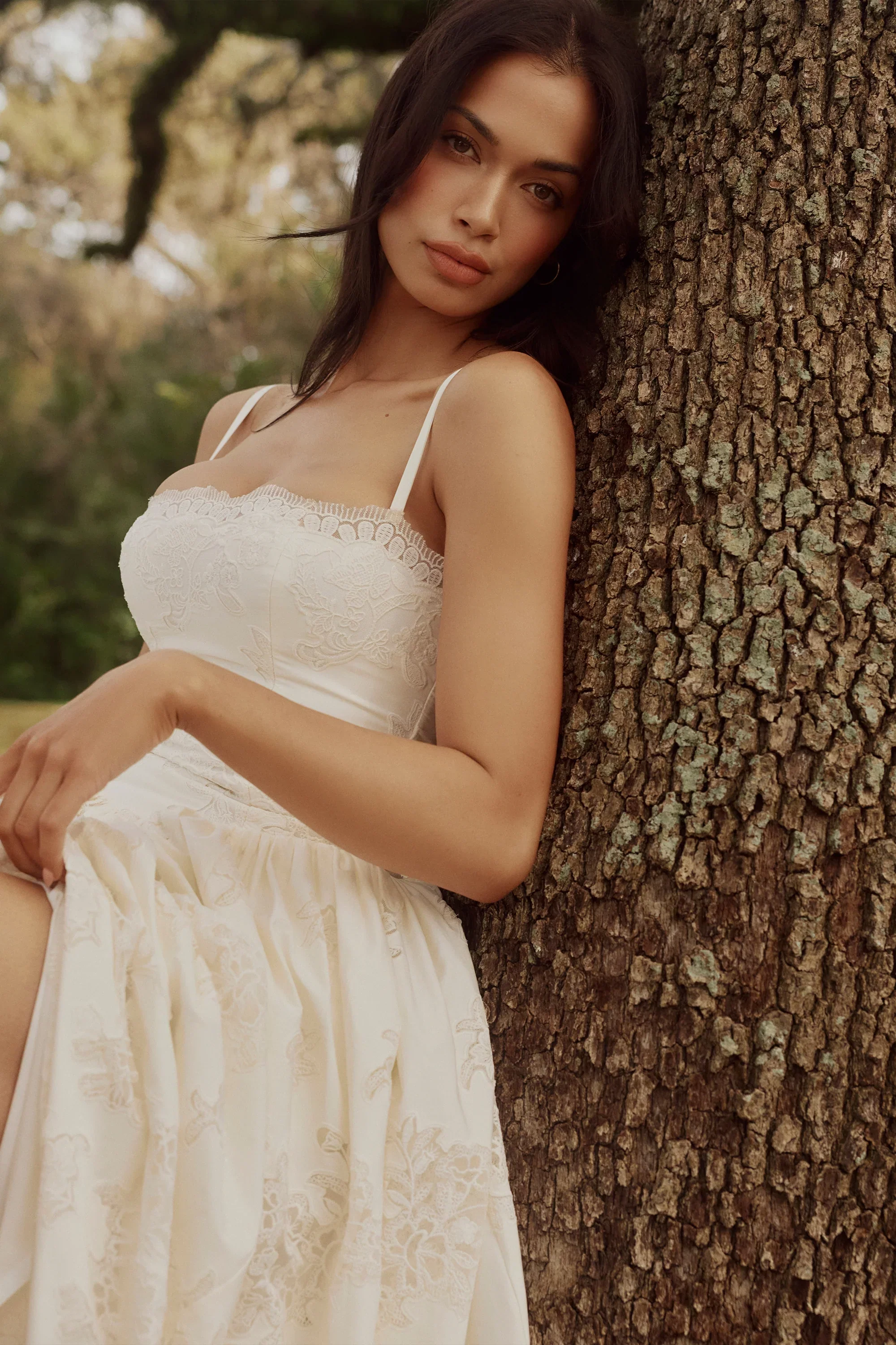 White Custom Lace + Cotton Midi Sundress