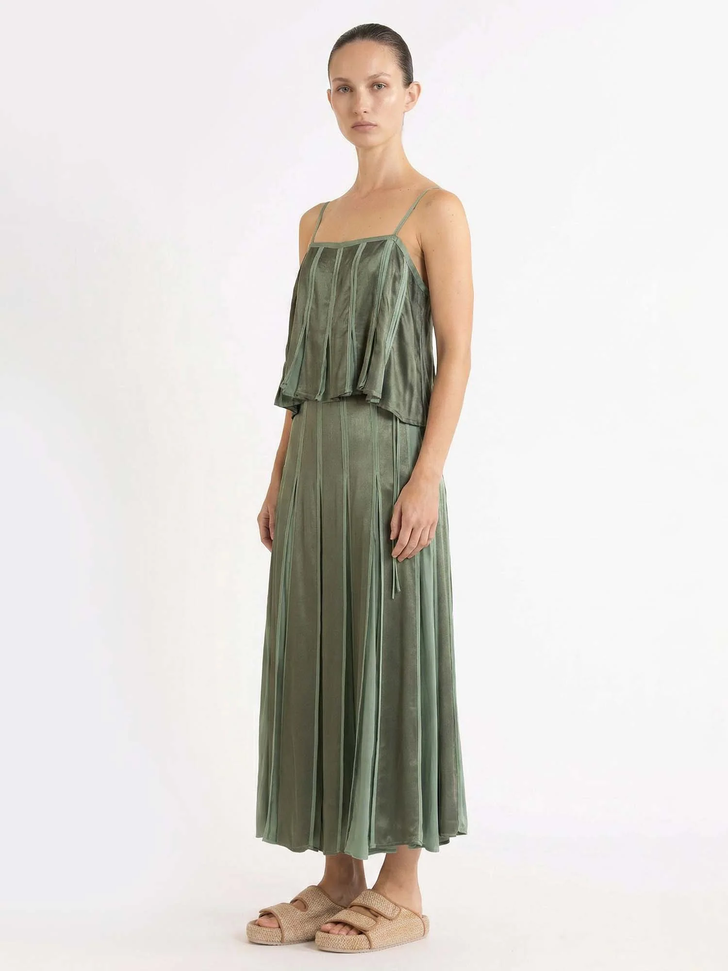 Sage Pleat Skirt