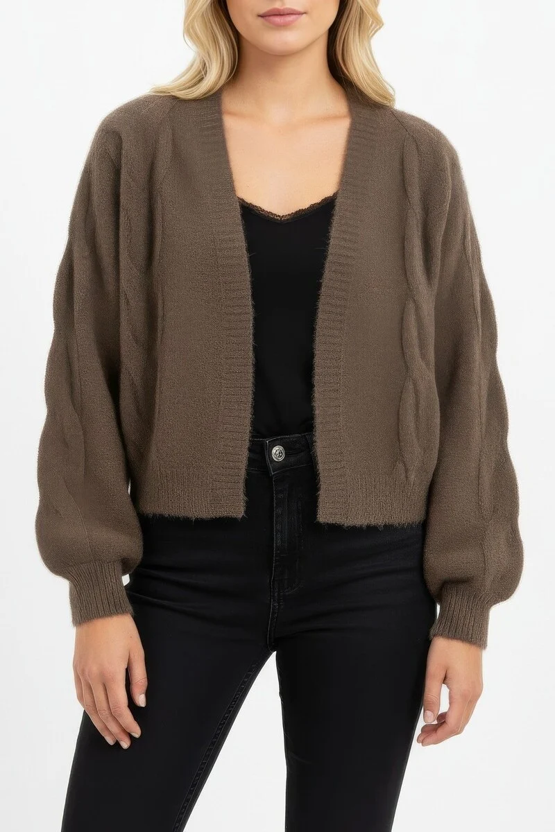 Fuzzy Open-Front Cardigan Sweater