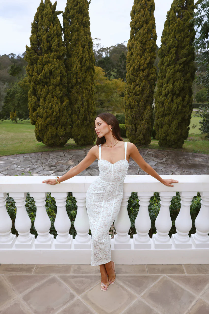 Delicate Lace Dream Midi Dress White - luluinthesky