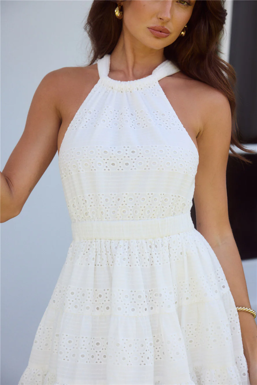 Daylight Brilliance Embroidered Mini Dress White - luluinthesky