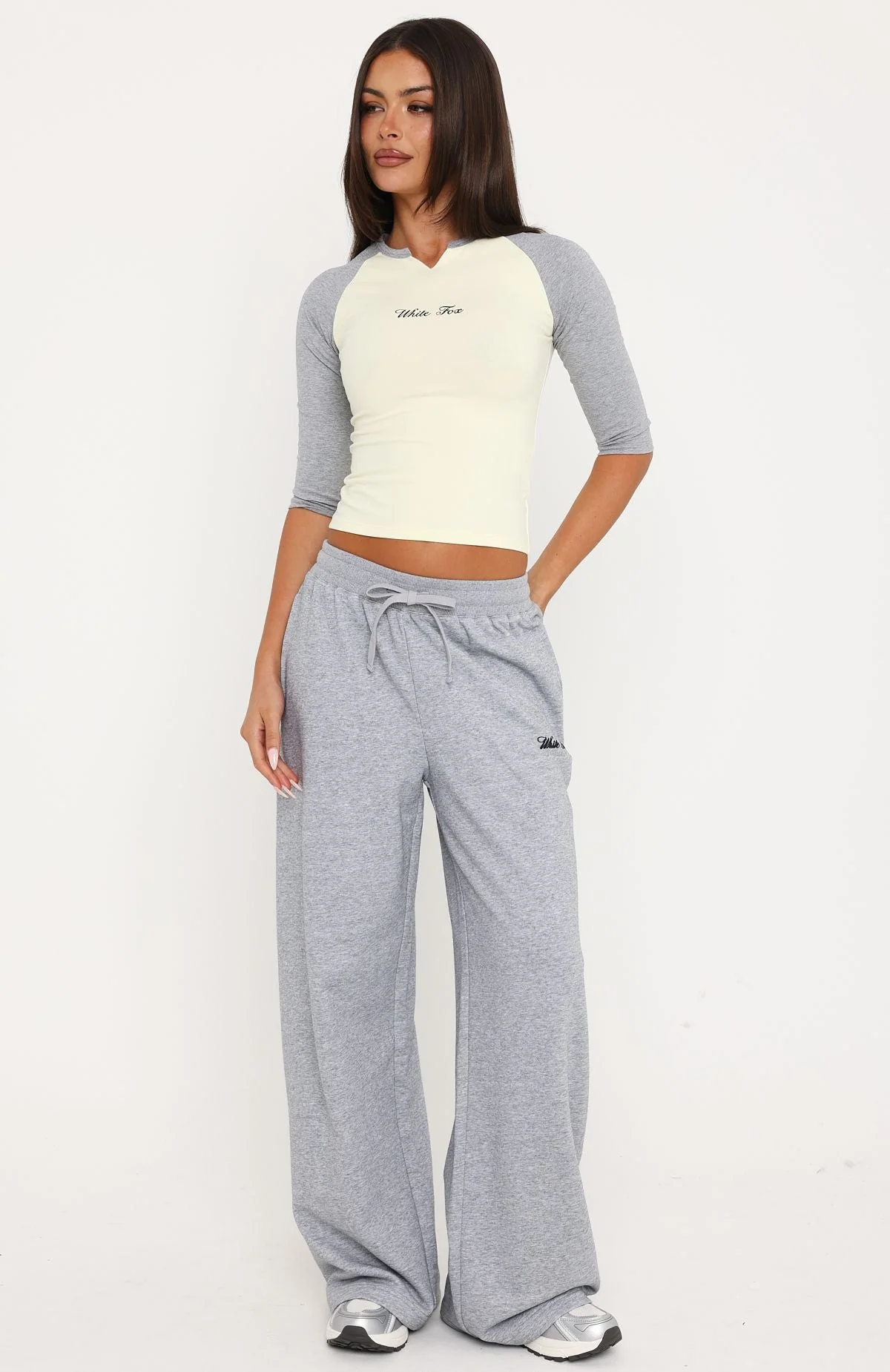 Tatiana Wide Leg Sweapants Grey Marle