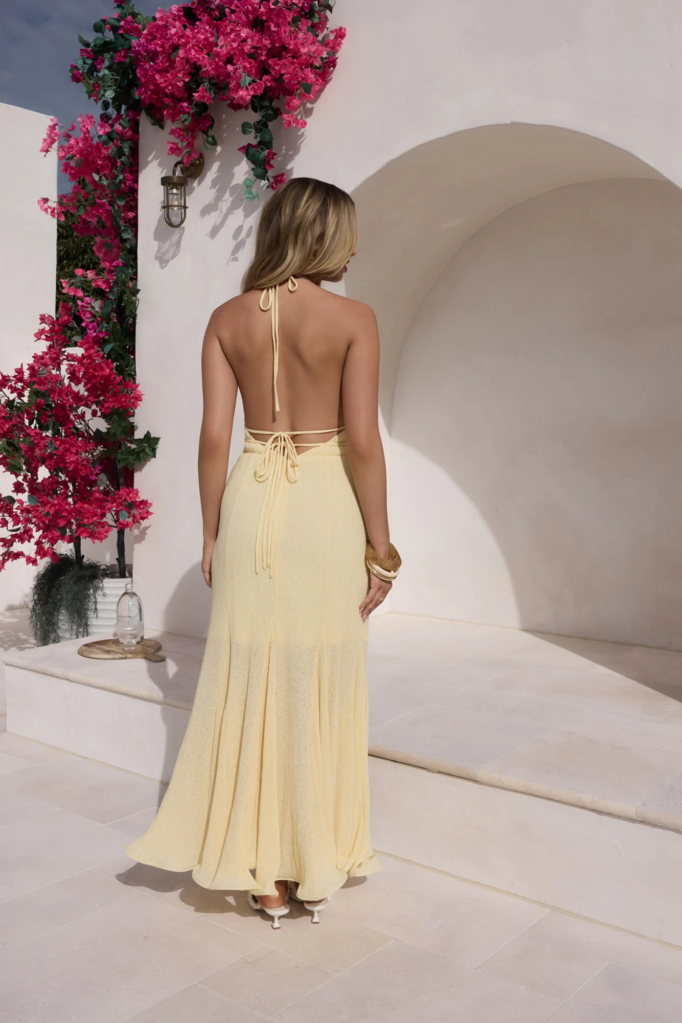 Sunray Plisse Maxi Dress Yellow