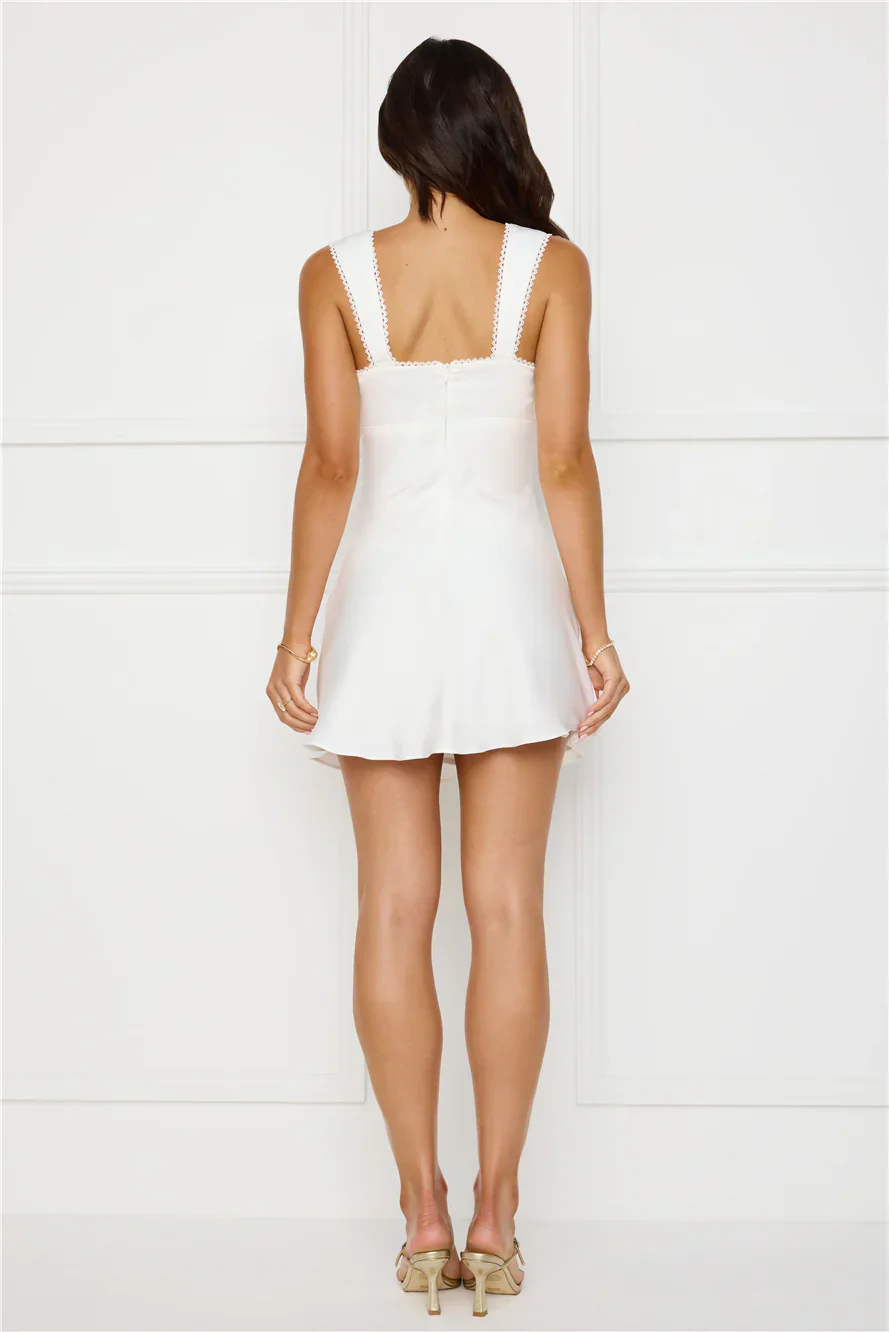 Exotic Flair Satin Mini Dress White
