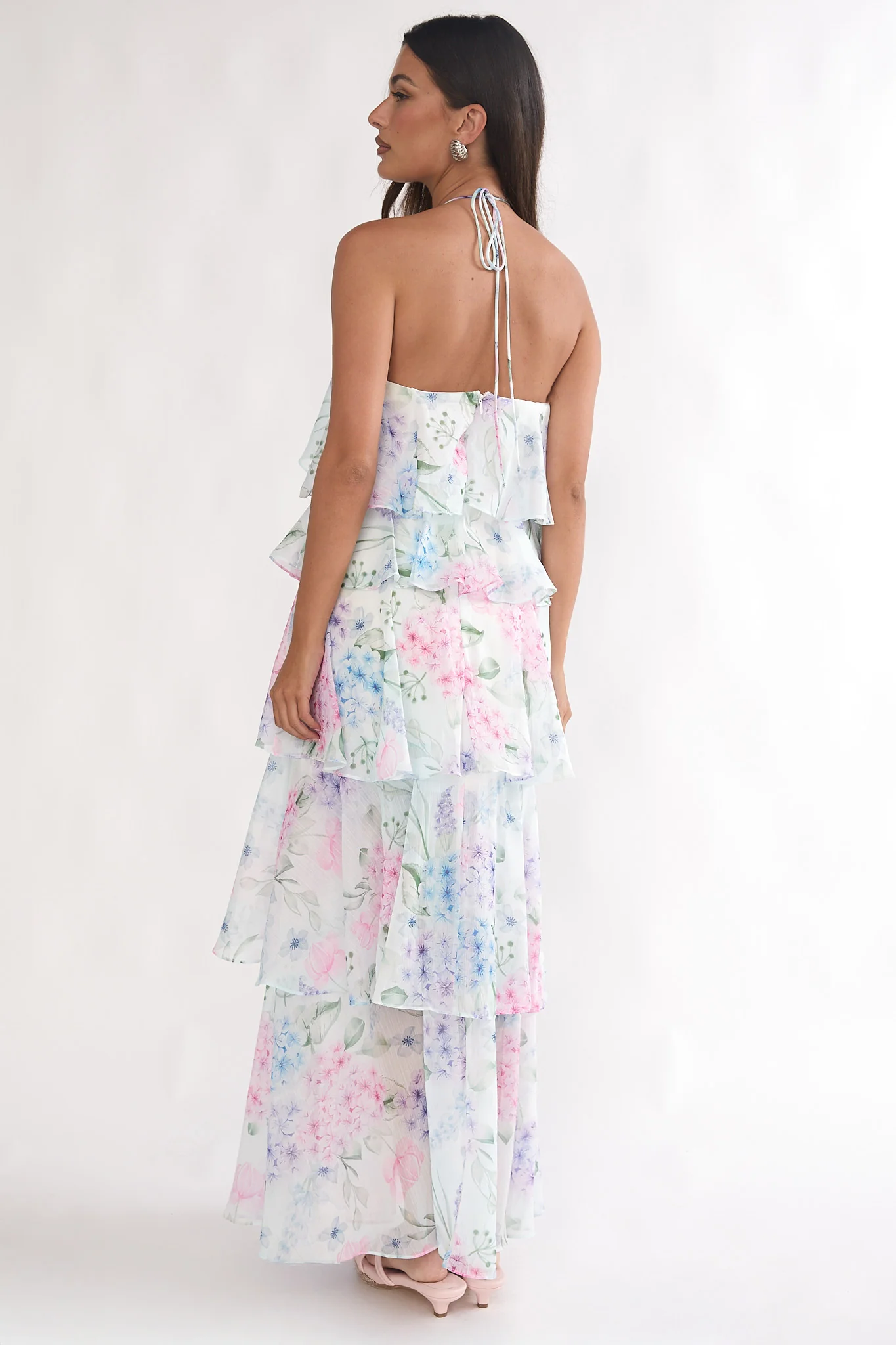 Darylyn Tiered Ruffle Maxi Dress Hydrangea Blue - luluinthesky