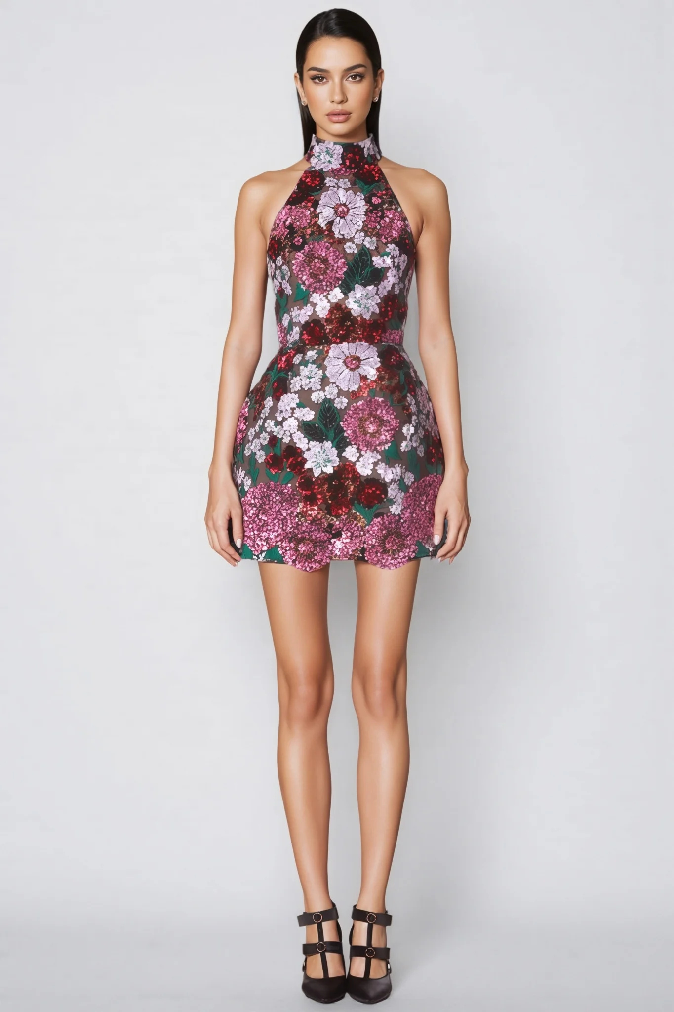 Zaelyx Pink Sequin Multi Mini Dress