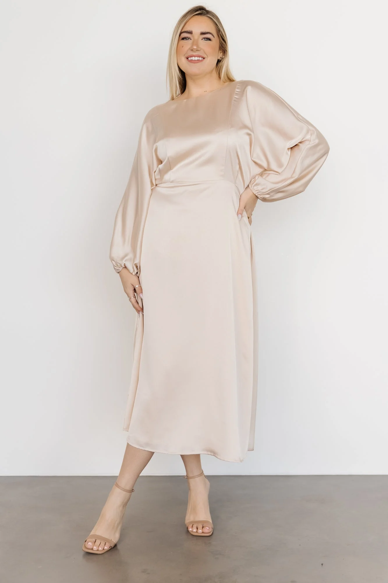 Balta Satin Midi Dress | Champagne - luluinthesky