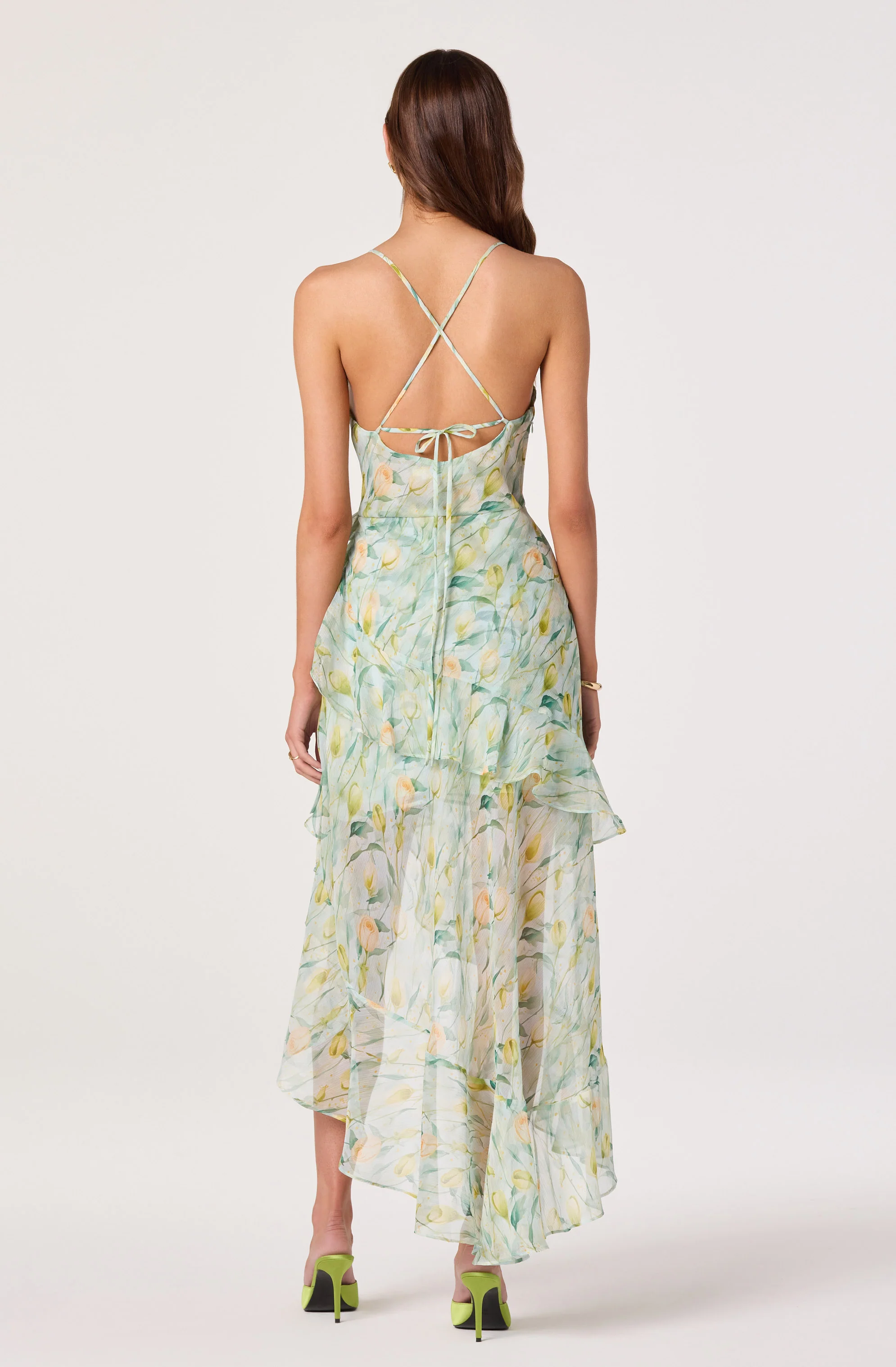 Candace Cowl Neck High-Low Chiffon Dress