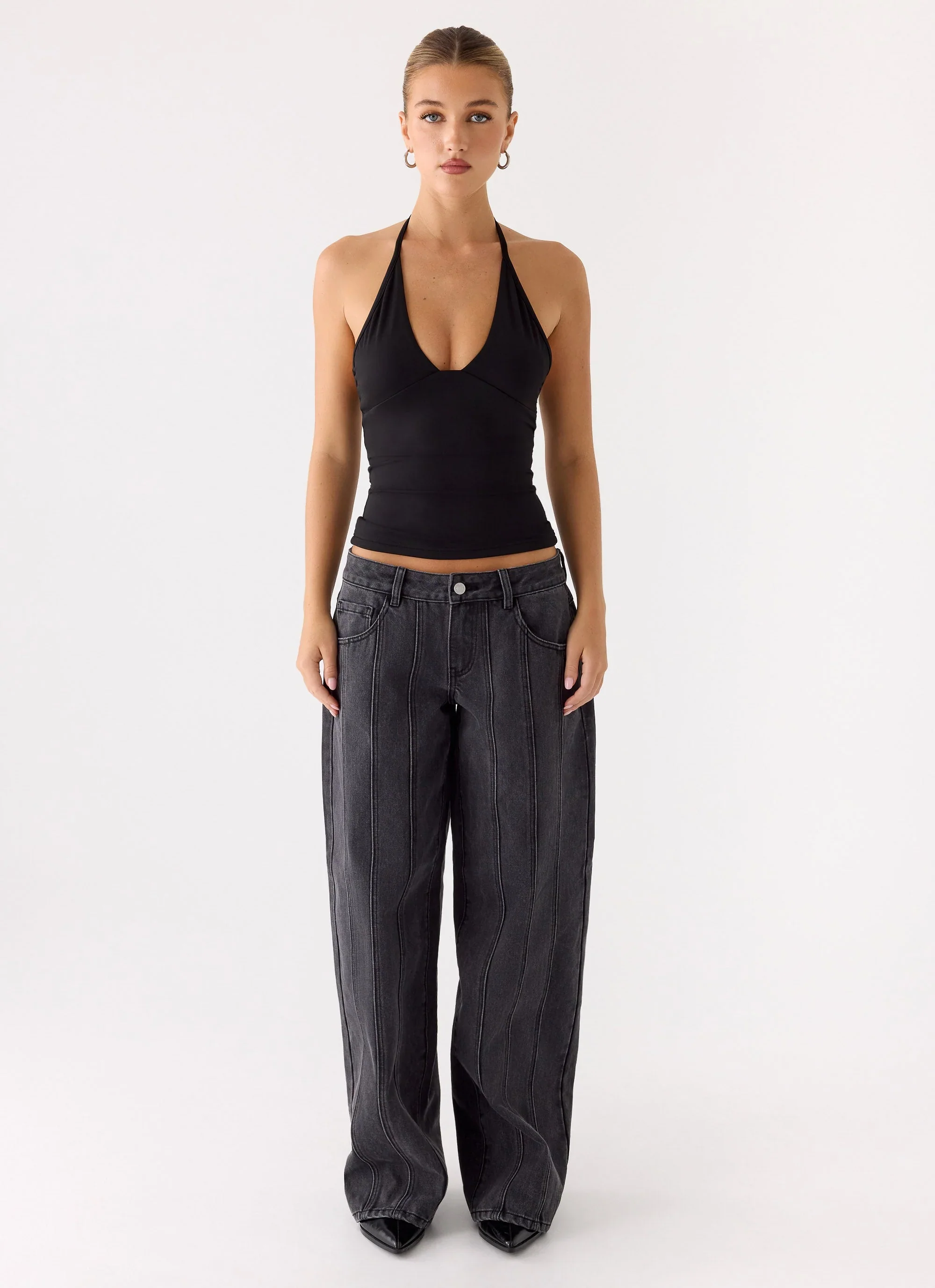 Roll Out Halter Top - Black