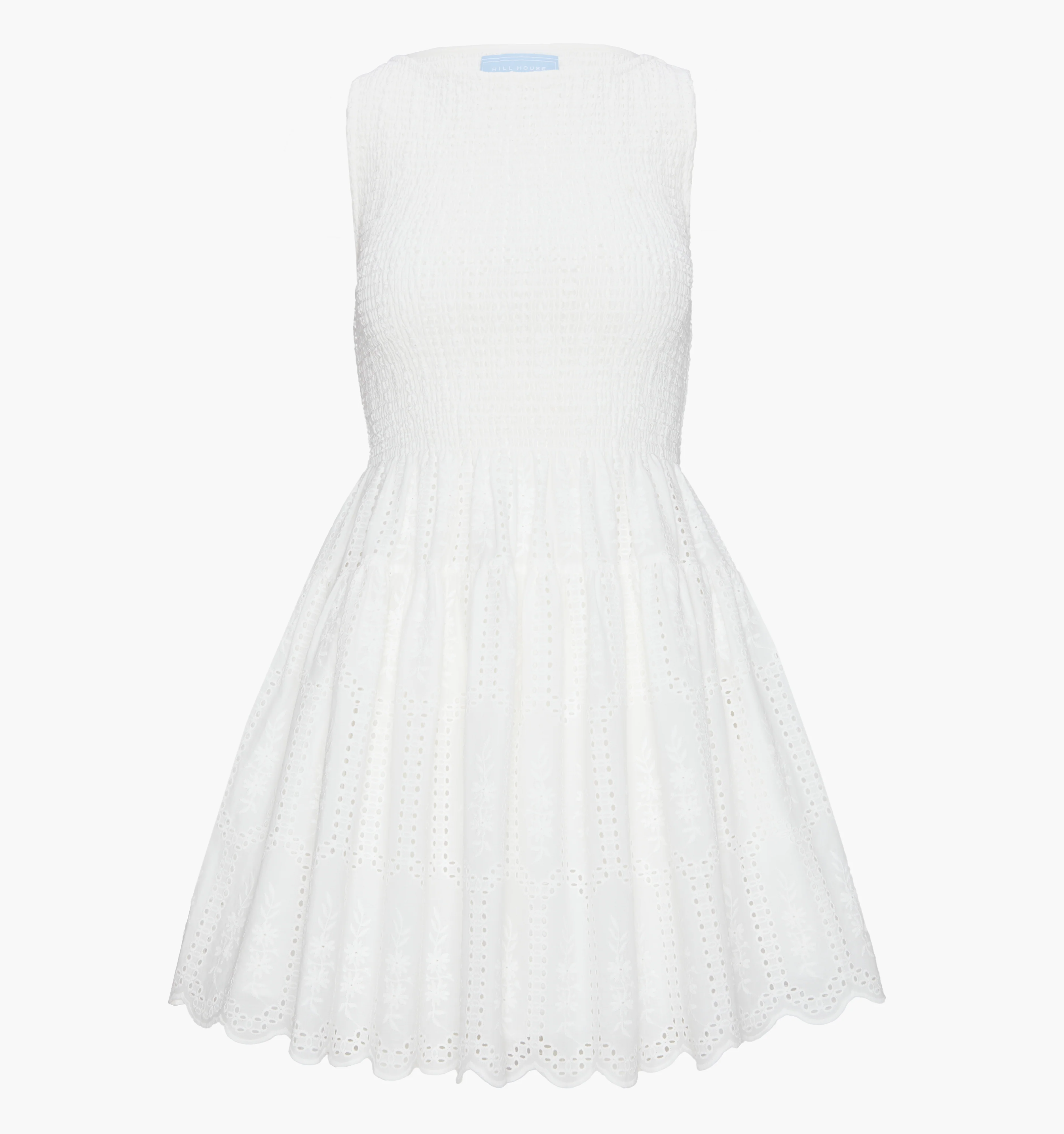 The Cosima Mini Nap Dress - White Trellis Broderie