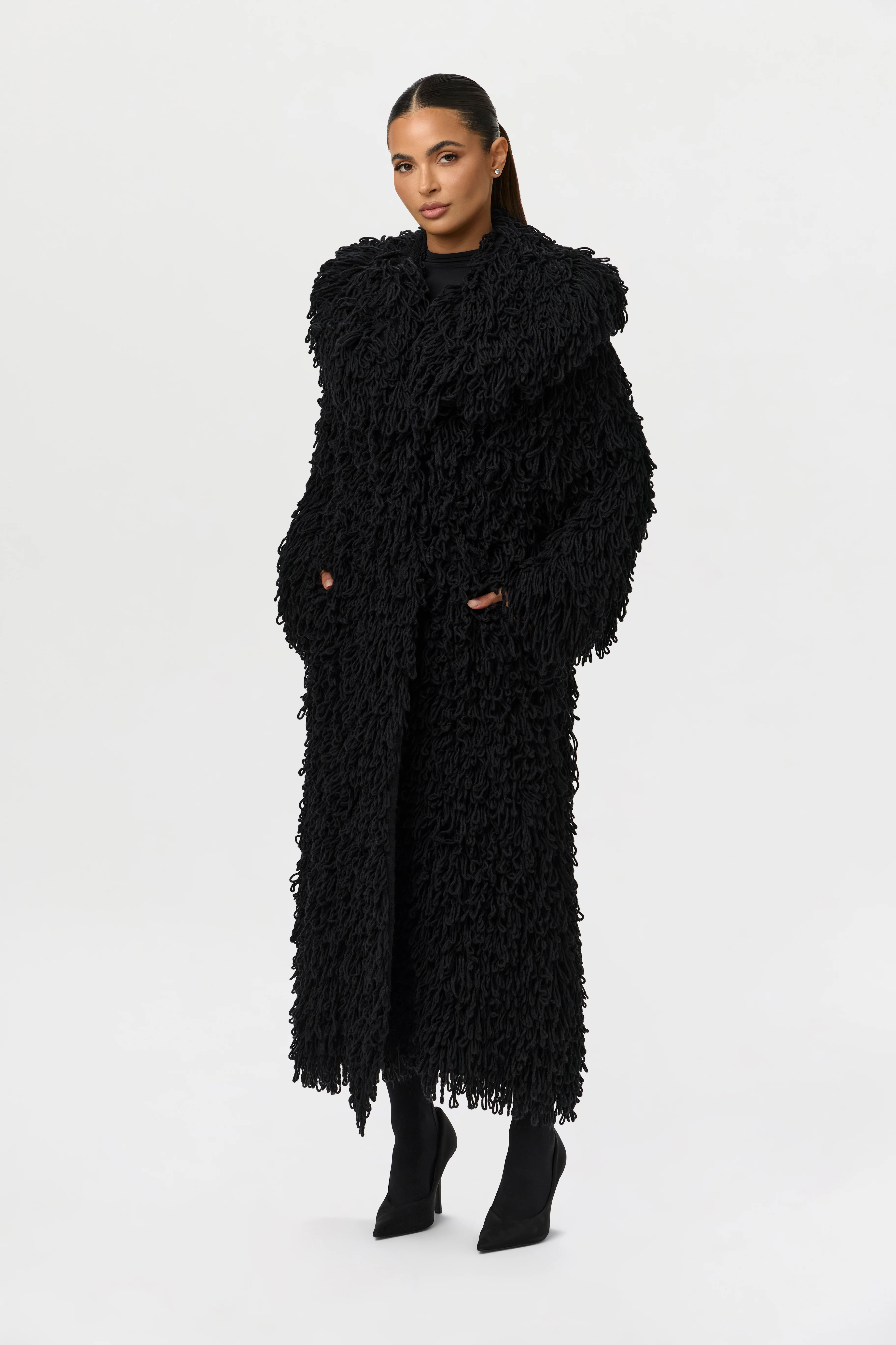 Knit Shaggy Loop Coat
