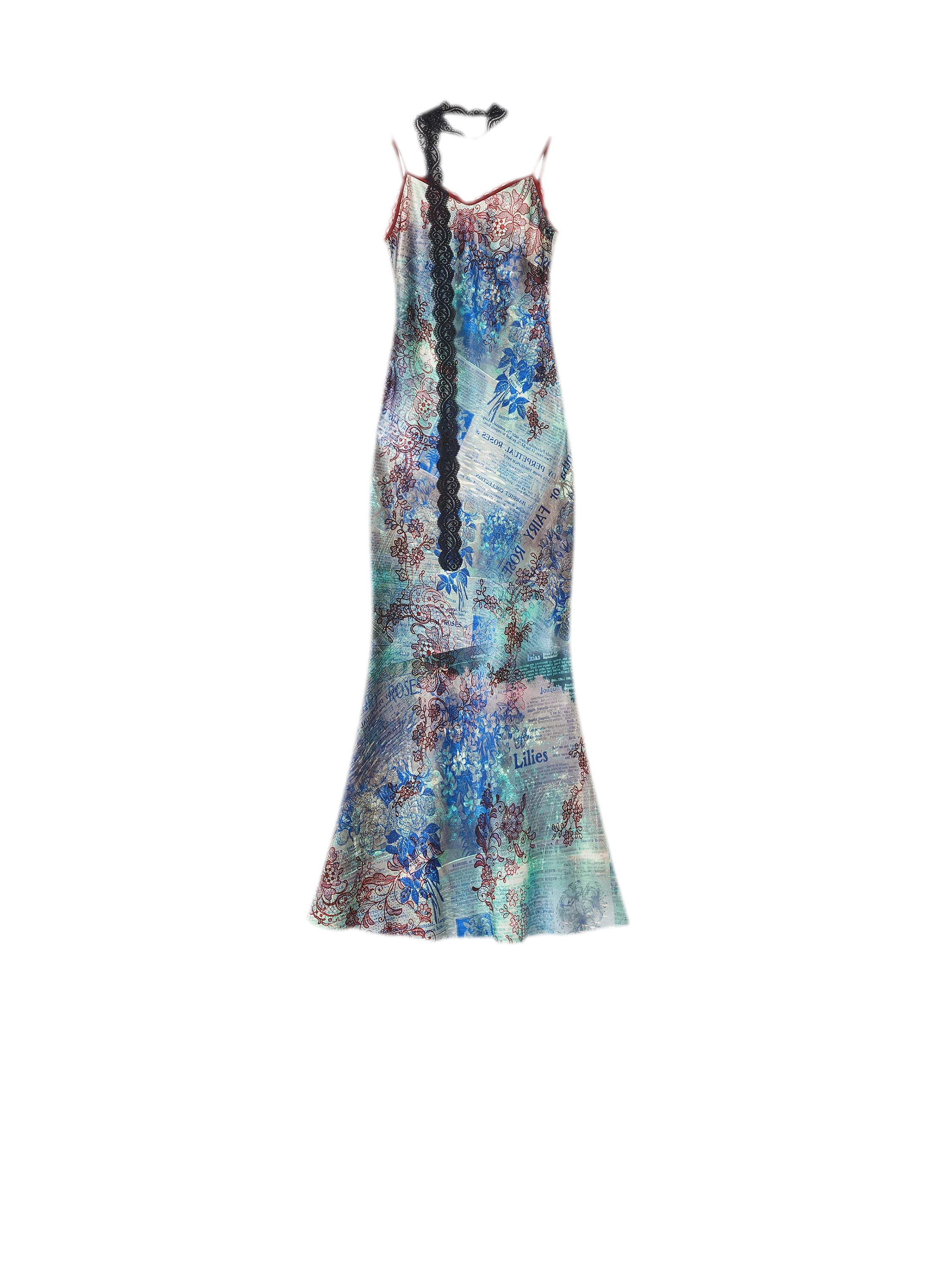 Botanical Print Bias-Cut Camisole Long Dress