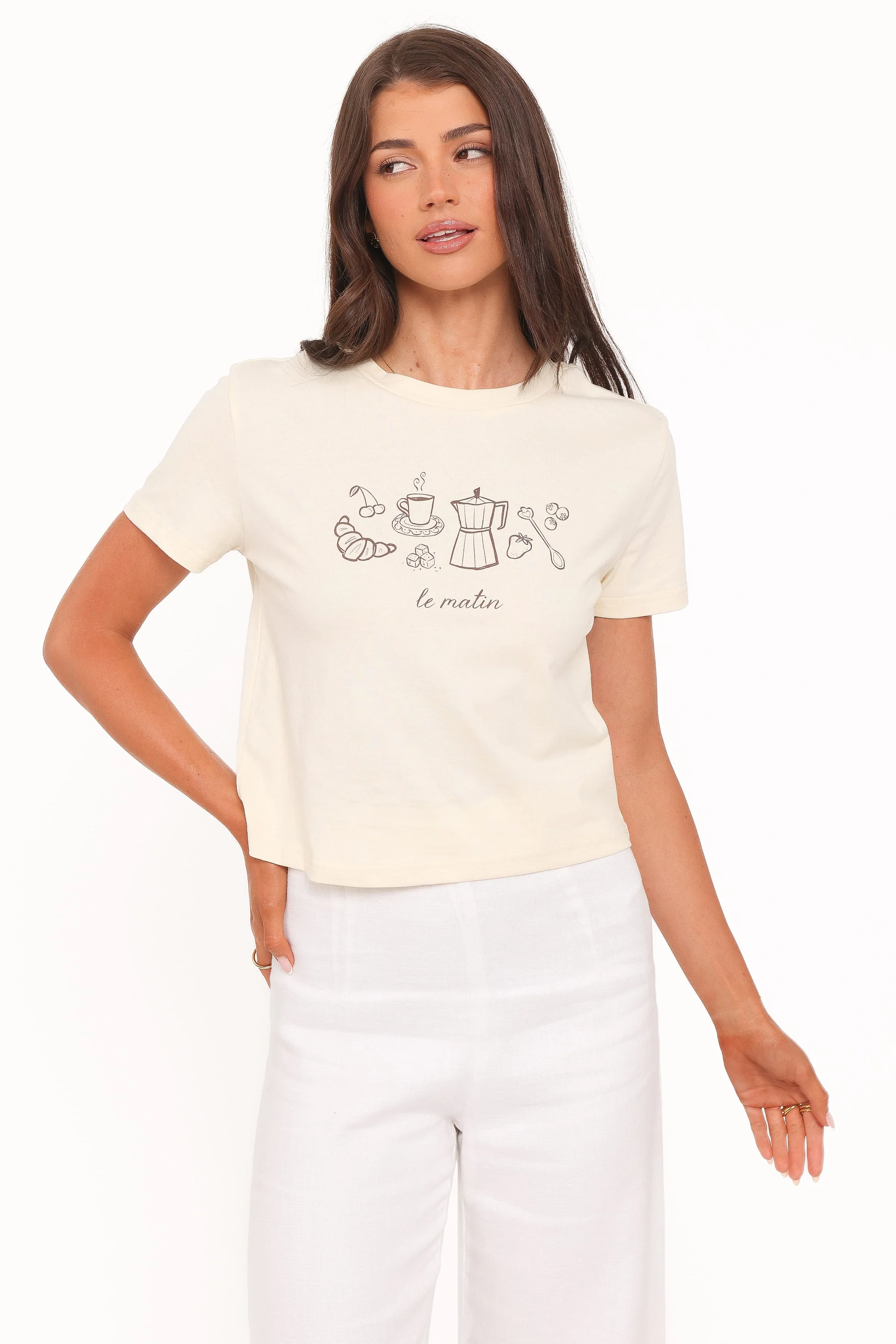 Camelia Graphic Tee - Cream