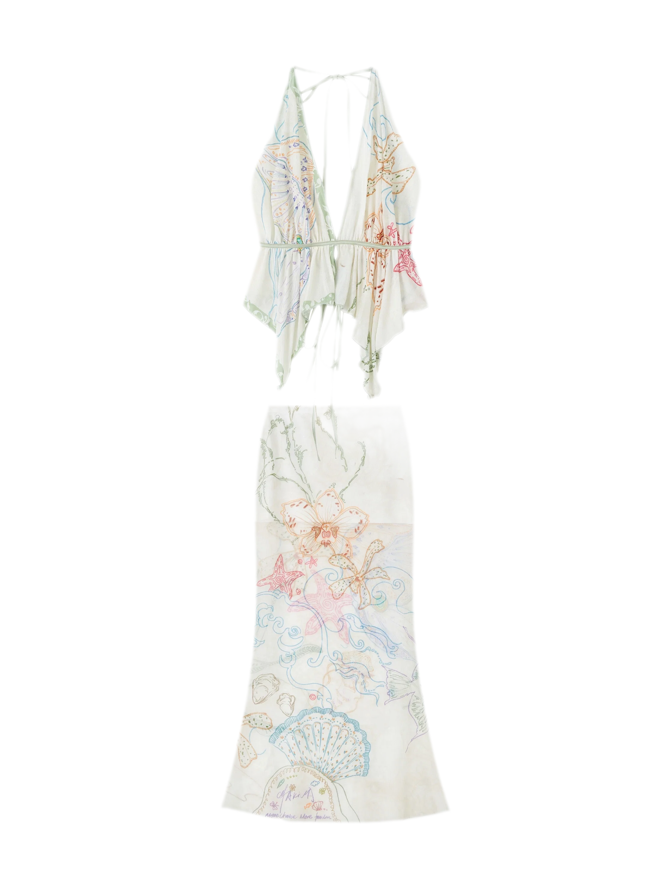 Island Climate Printed Mesh Camisole & Skirt Set