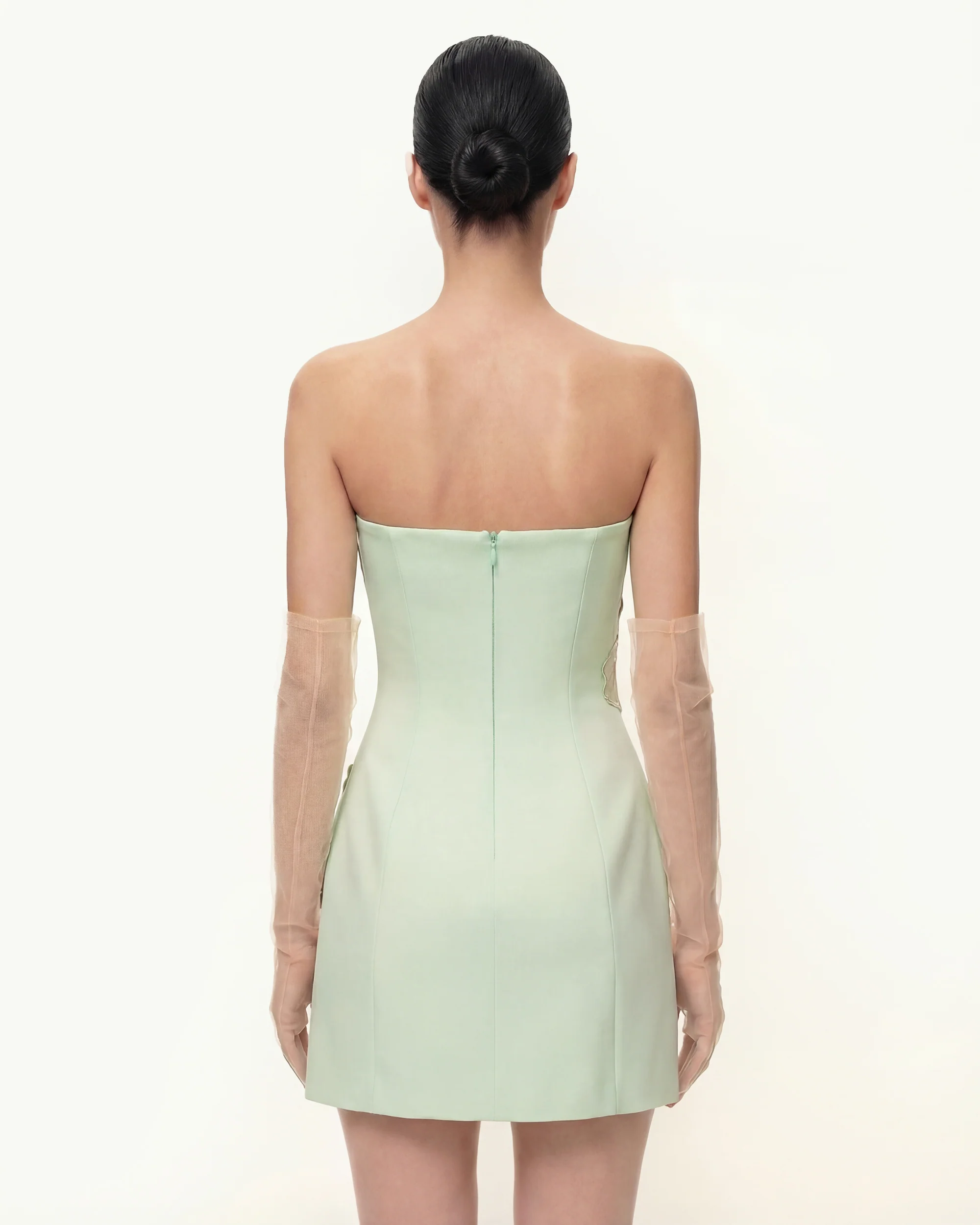 Iris Floral Print Strapless Dress - Green - FASHION NOB